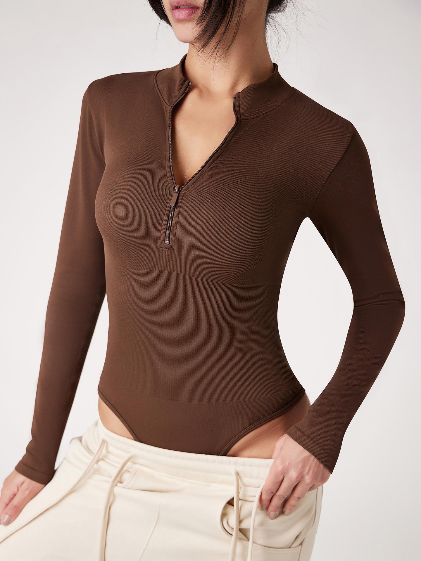 Lila Zen Ribbed Moisture-Wicking Quick-Drying Running Sports Zipper Bodysuit Yoga Suit