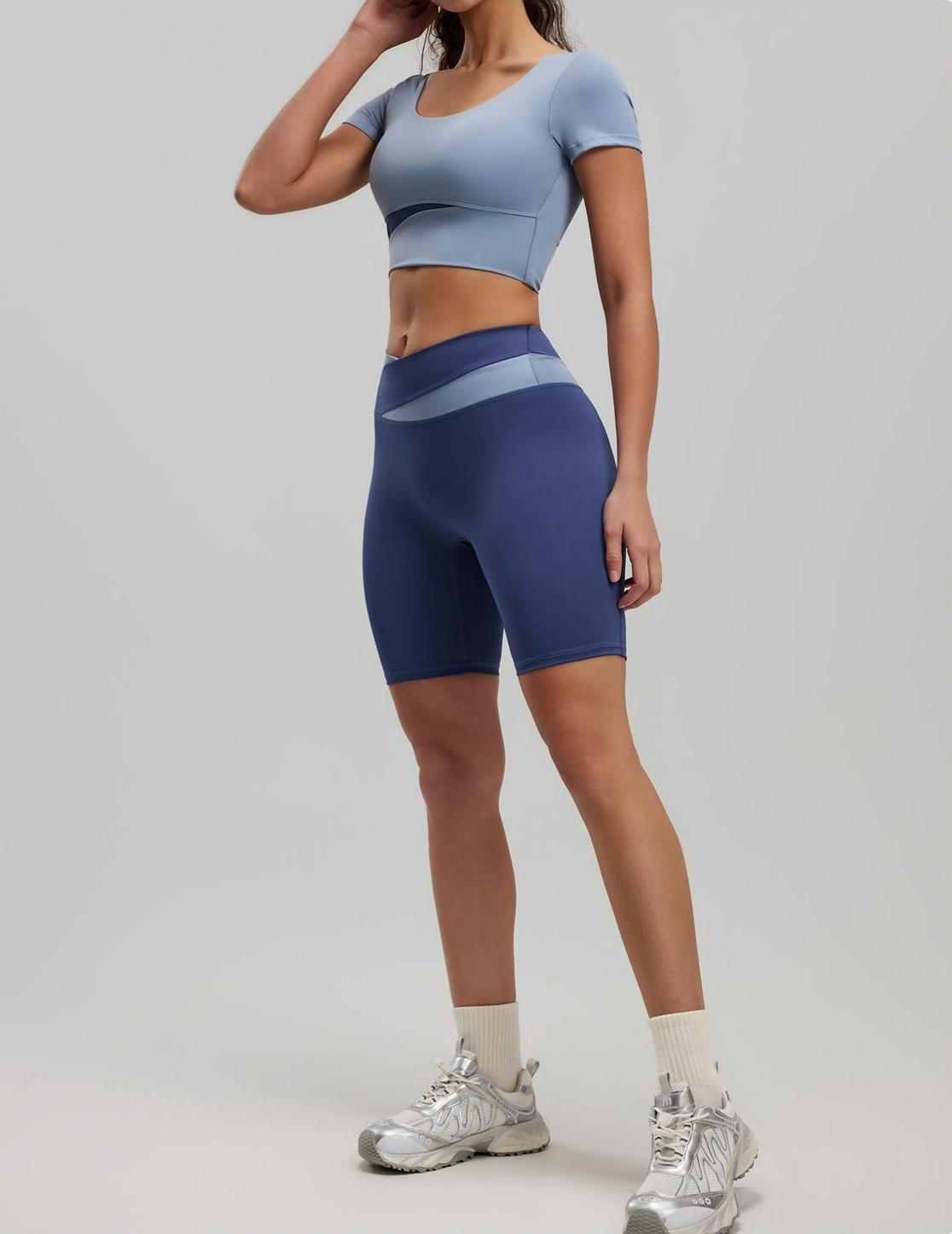 Lila Zen Color Block High-Elasticity Hip-Lifting and Shaping Yoga Shorts