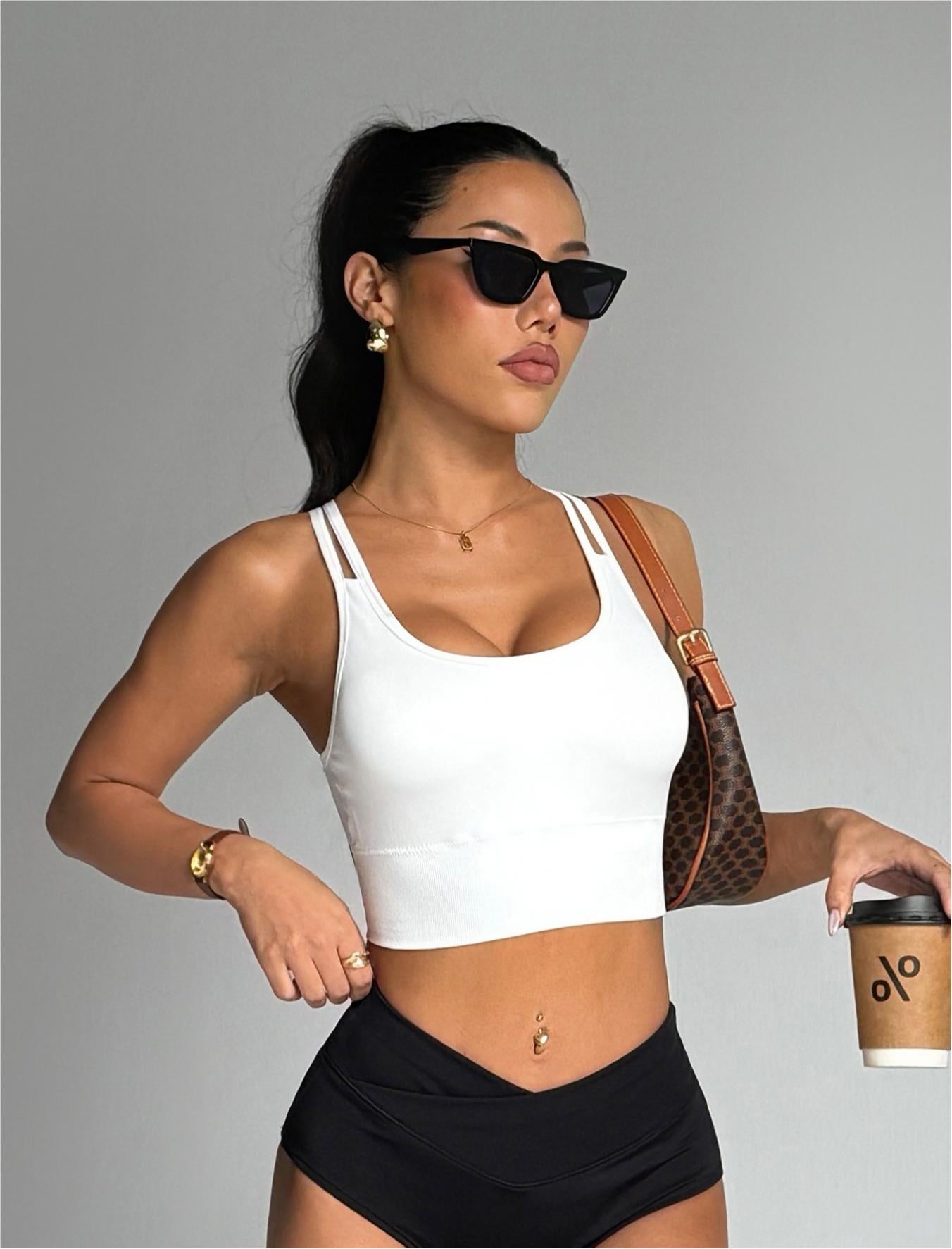 Lila Zen Cross-Strap High-Intensity Sports Yoga Bra