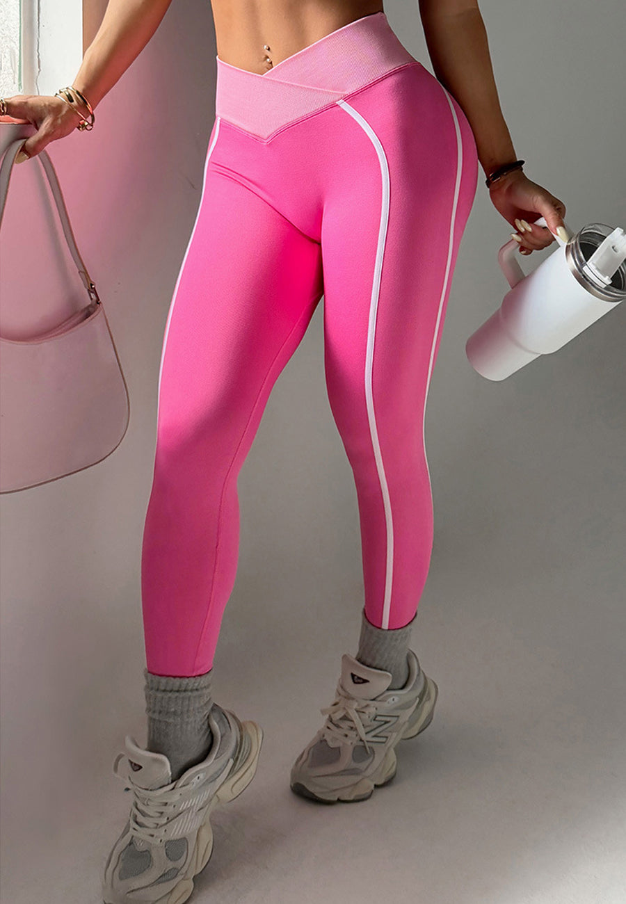 Lila Zen Peach-Style Striped Quick-Drying Yoga Pants with Butt-Lifting Design