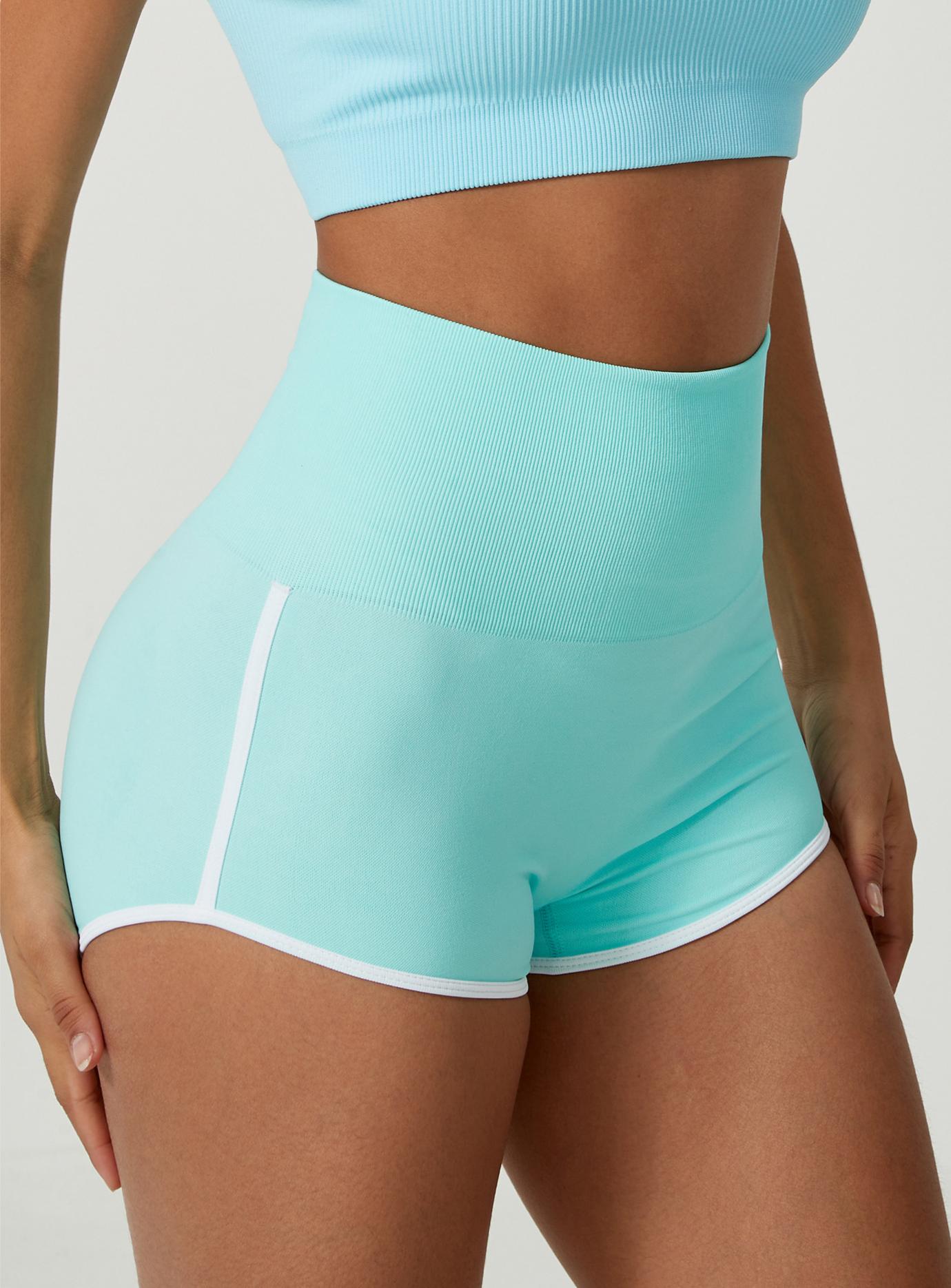 Lila Zen Seamless High-Waisted Color-Blocked Sexy Hip-Lifting Yoga Shorts