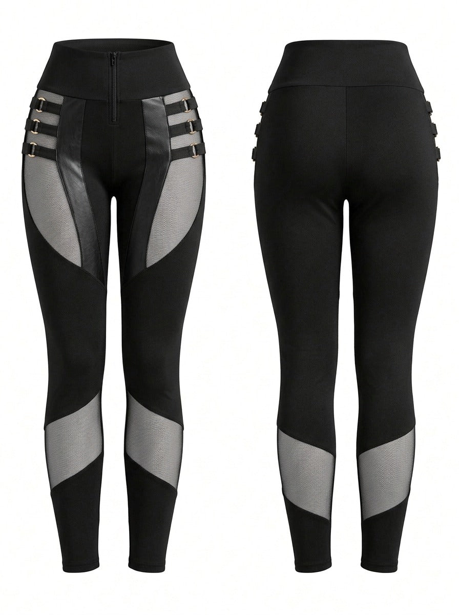 Sexy Cutout Long zipper Leggings