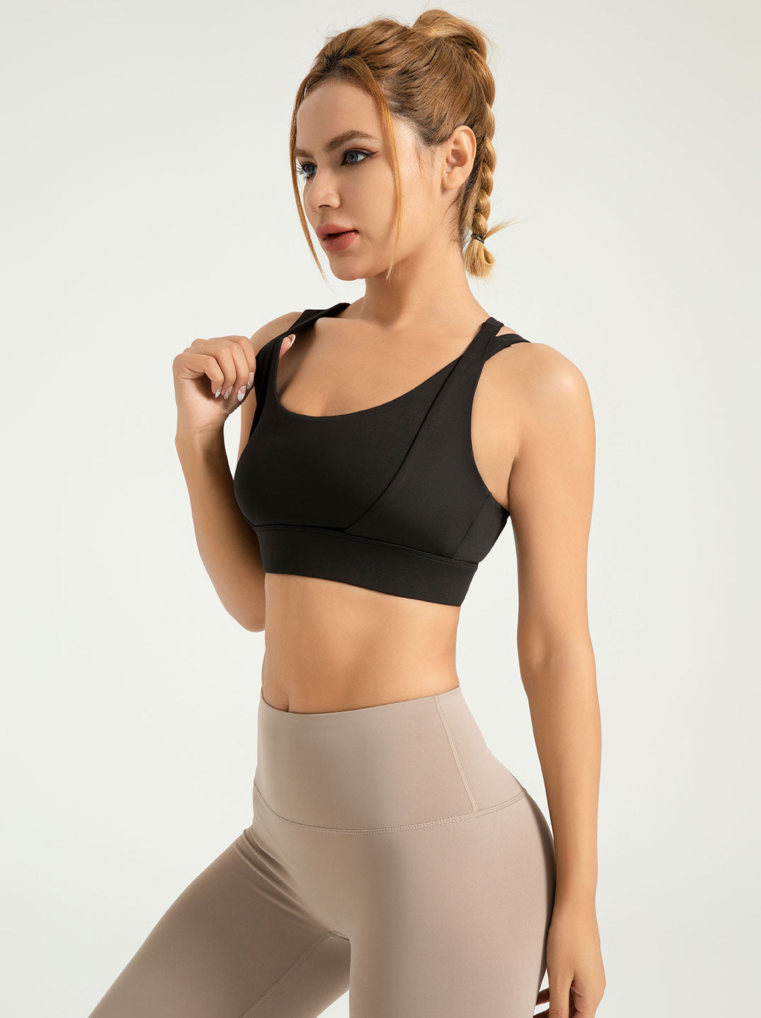 Lila Zen Women's Enhanced Bust Yoga Sports Bra with Double Shoulder Straps