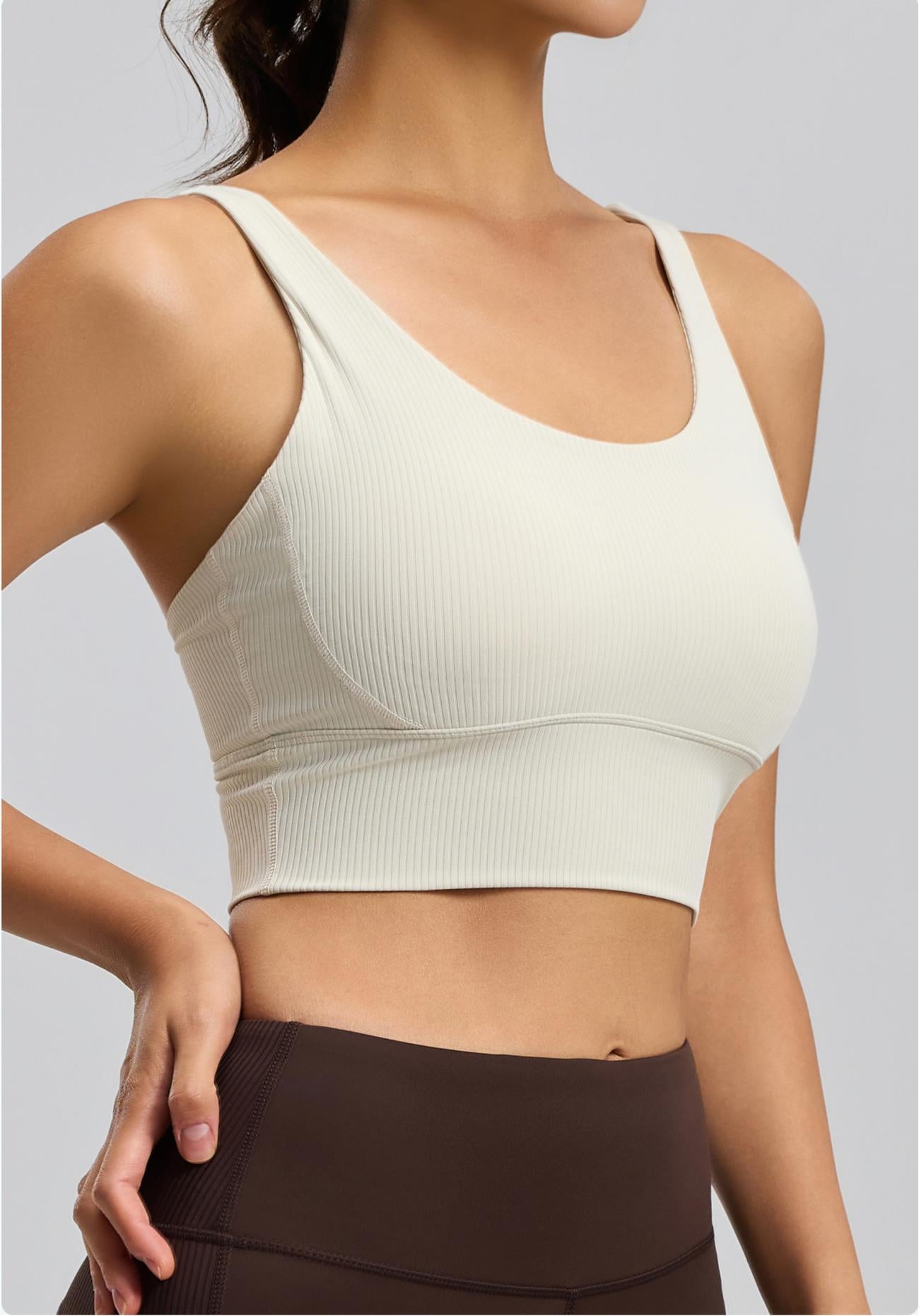 Lila Zen Striped Shock-Proof Double-Strap Thin Shoulder Straps Crossback Yoga Bra