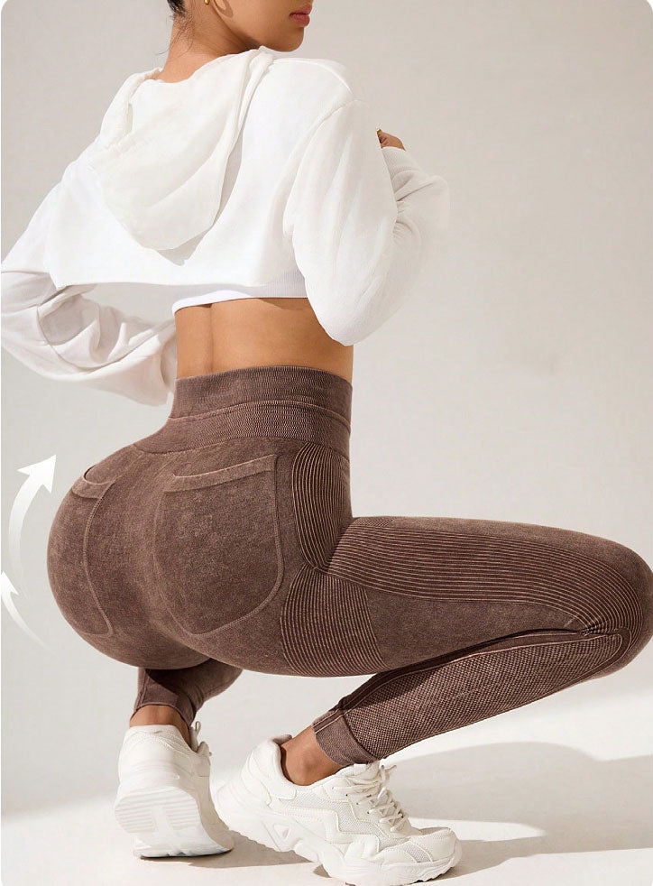 Lila Zen Women's Double Waist Lifting and Hip Shaping Yoga Pants with Back Pockets