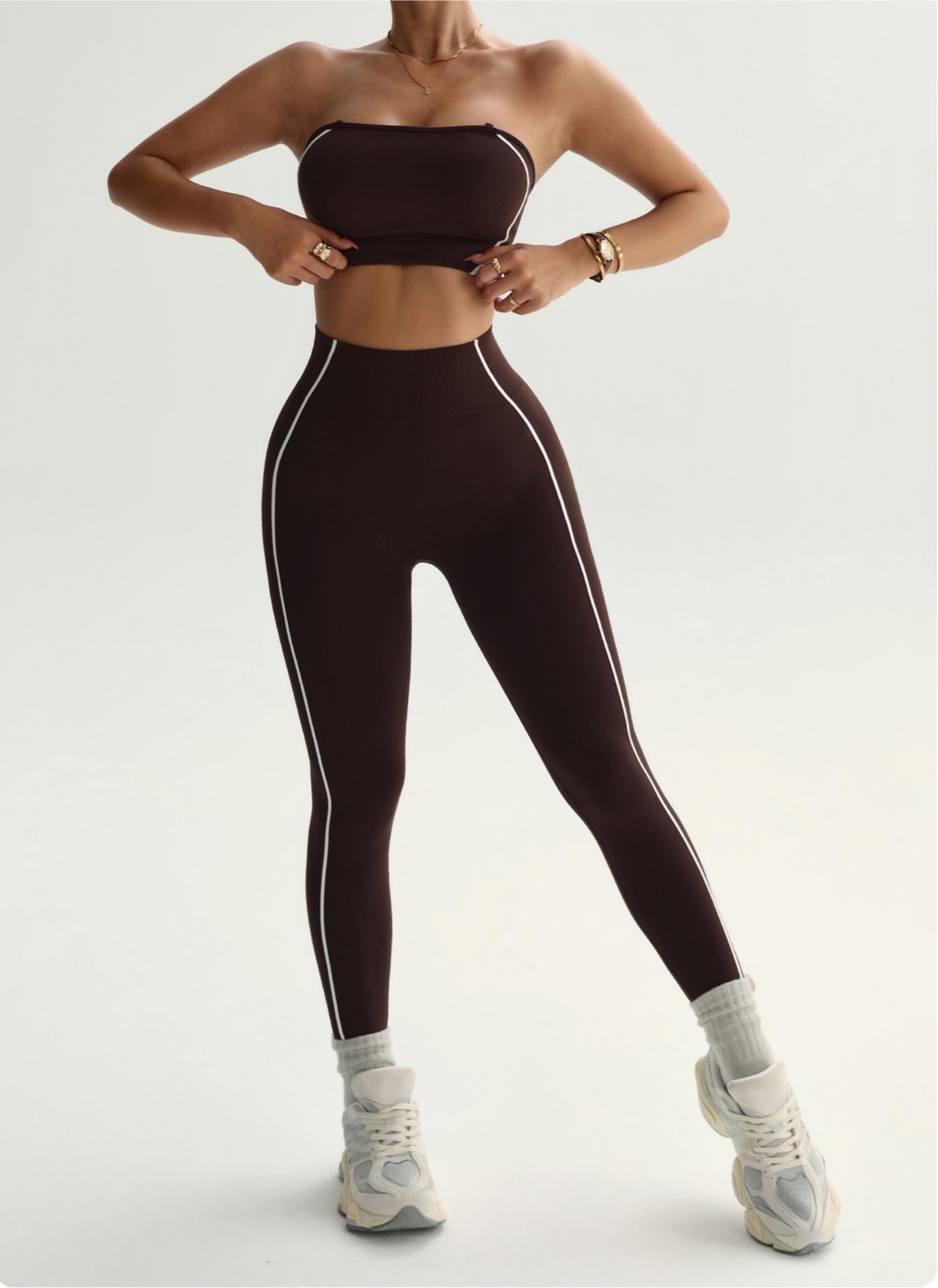 Lila Zen Color Block Strapless High-Waisted Shaping and Lifting Running/Yoga Set