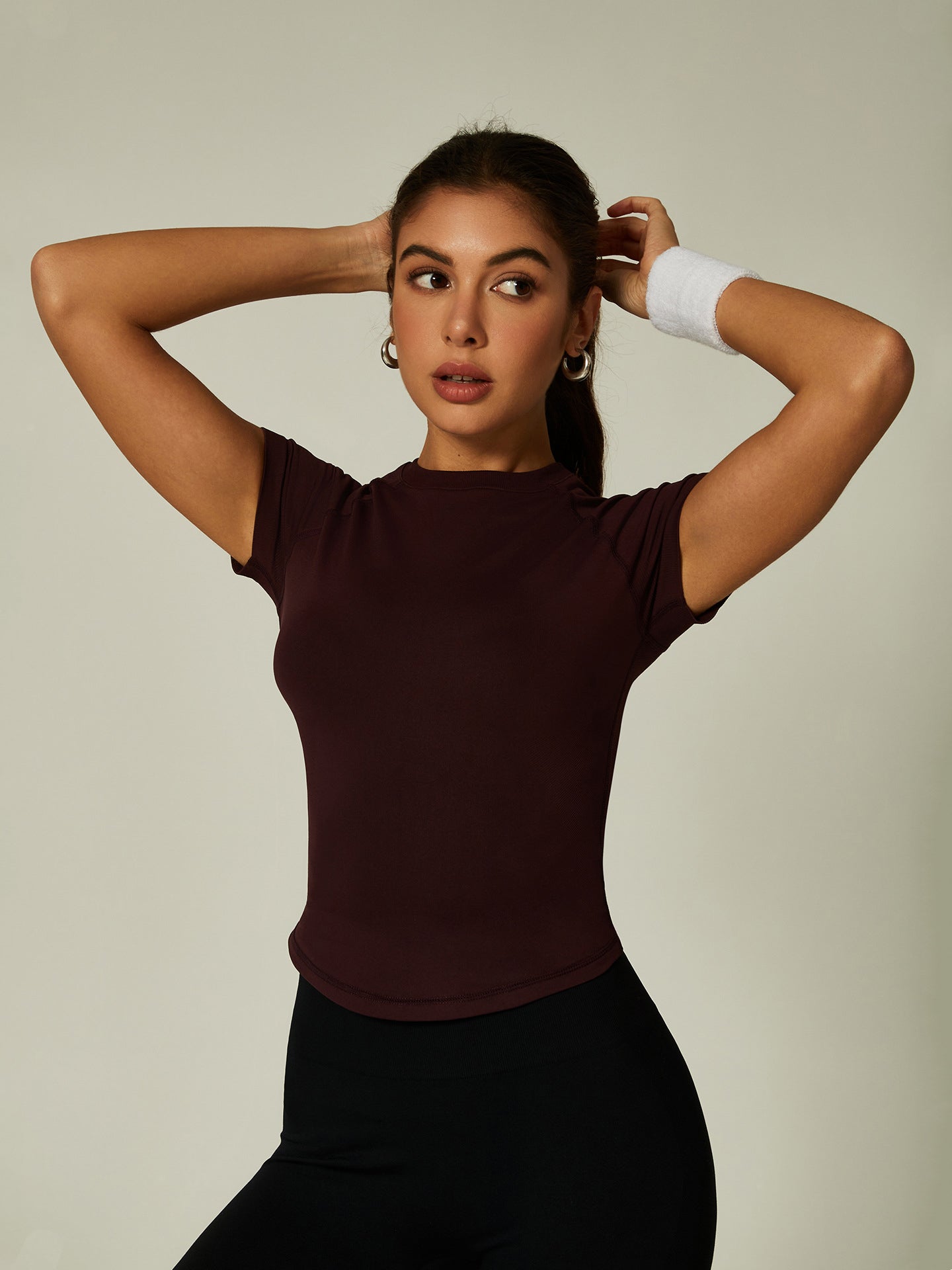 Lila Zen T Lila Zen High Elastic Moisture-Wicking Fit Seamless Waist-Slimming Short-Sleeve Fitness Sports T-Shirt