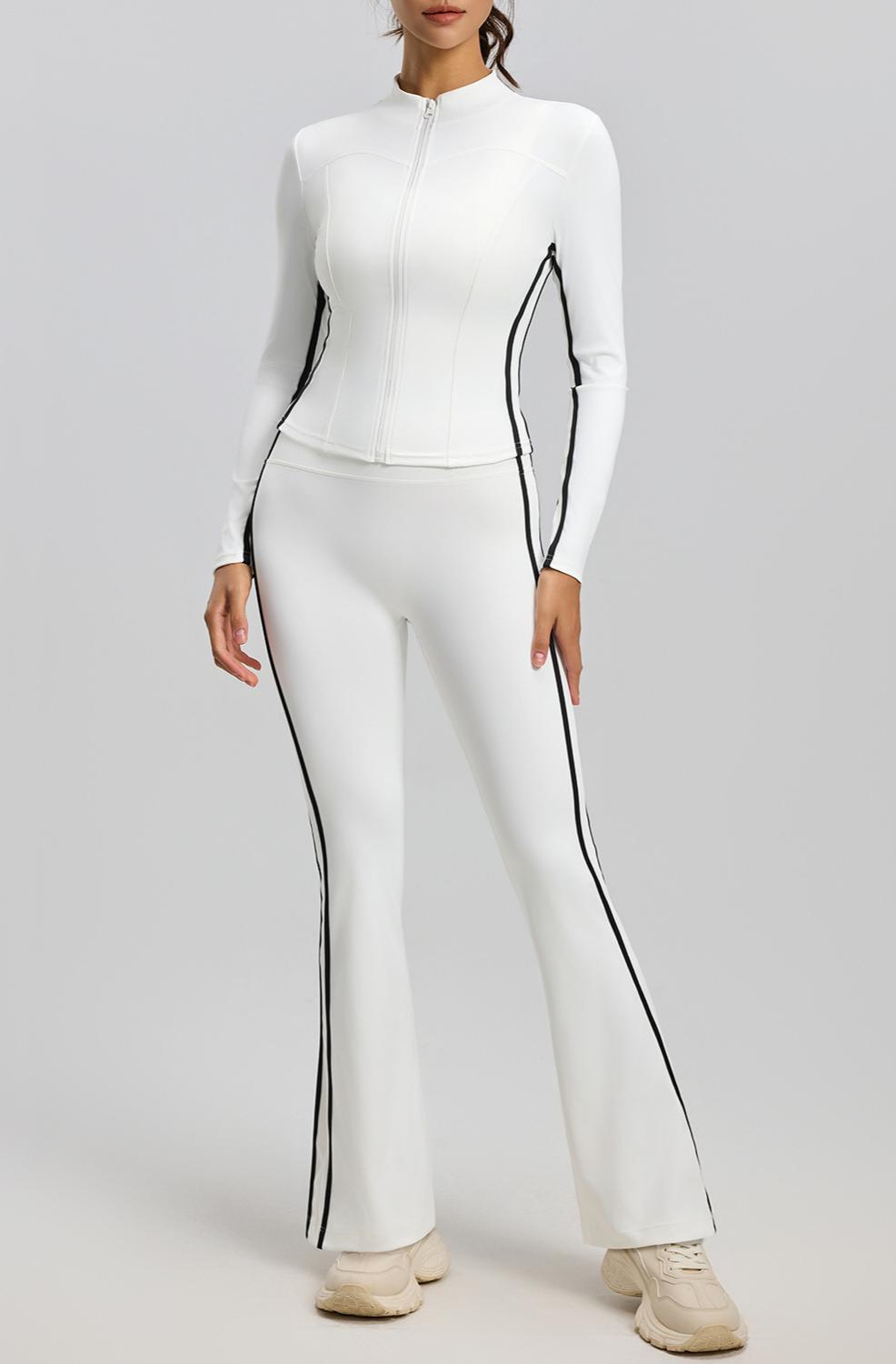 Lila Zen Nude Striped High-Waisted Hip-Lifting Yoga Fitness Set