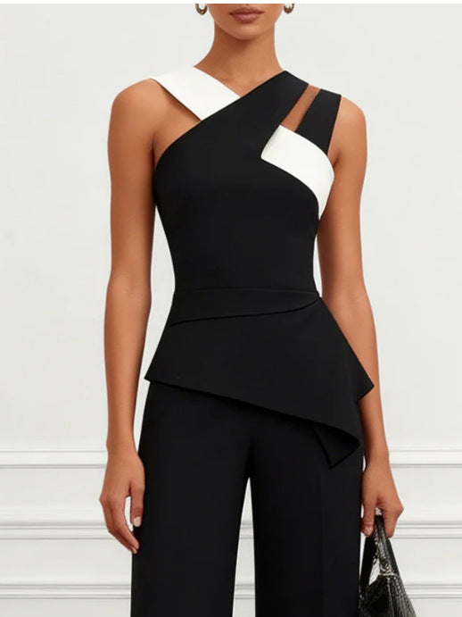 Black Halter Wide-Leg Jumpsuit