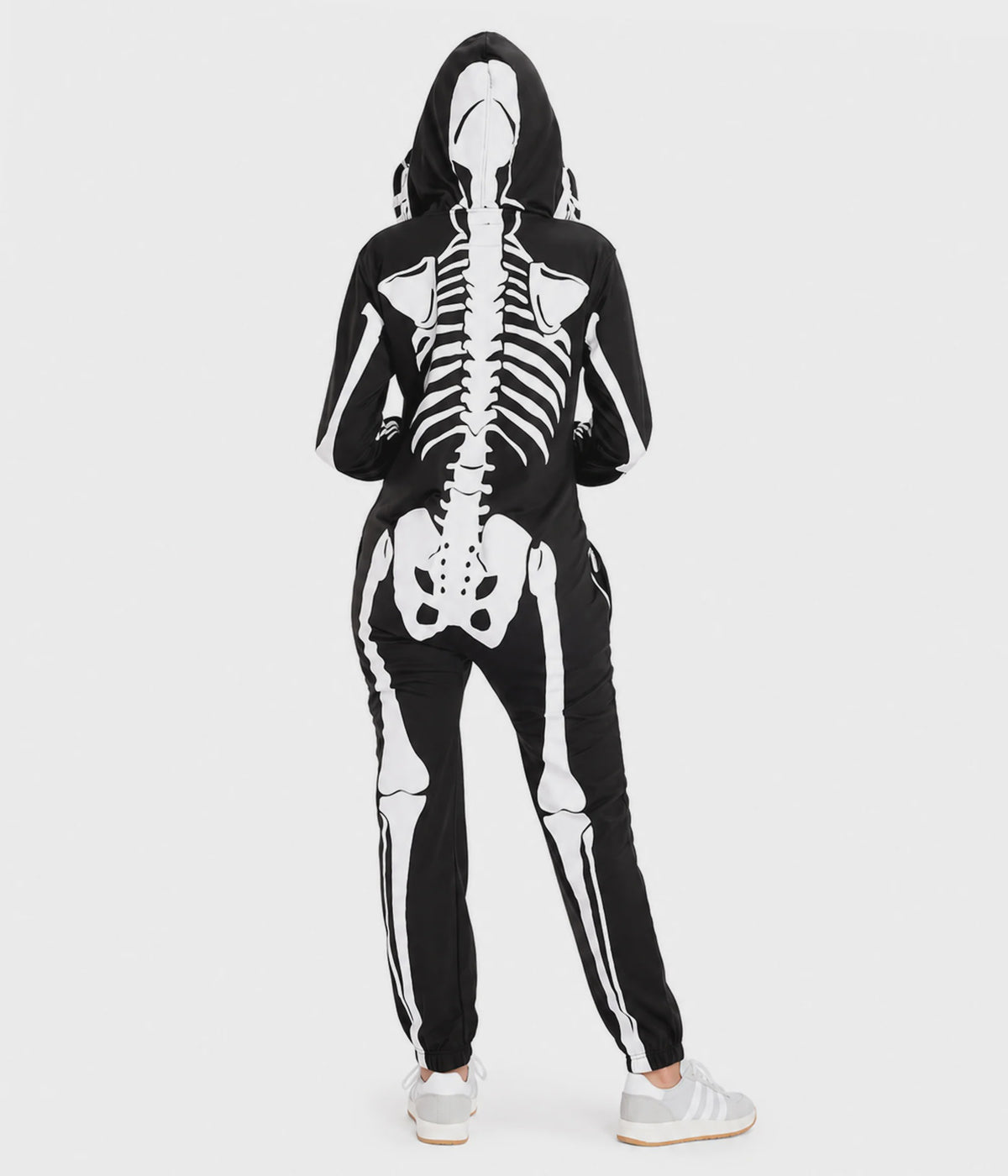 Women's Hooded Zip-Front Skeleton Costume Onesie