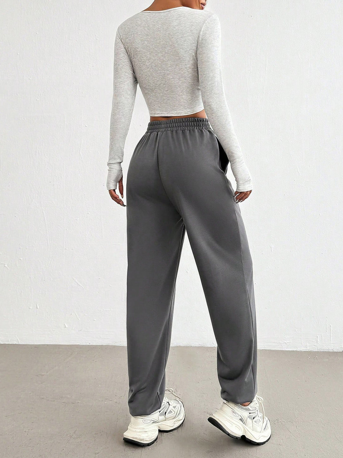 Lila Zen High-elasticity fitted top + loose-fitting casual pants set