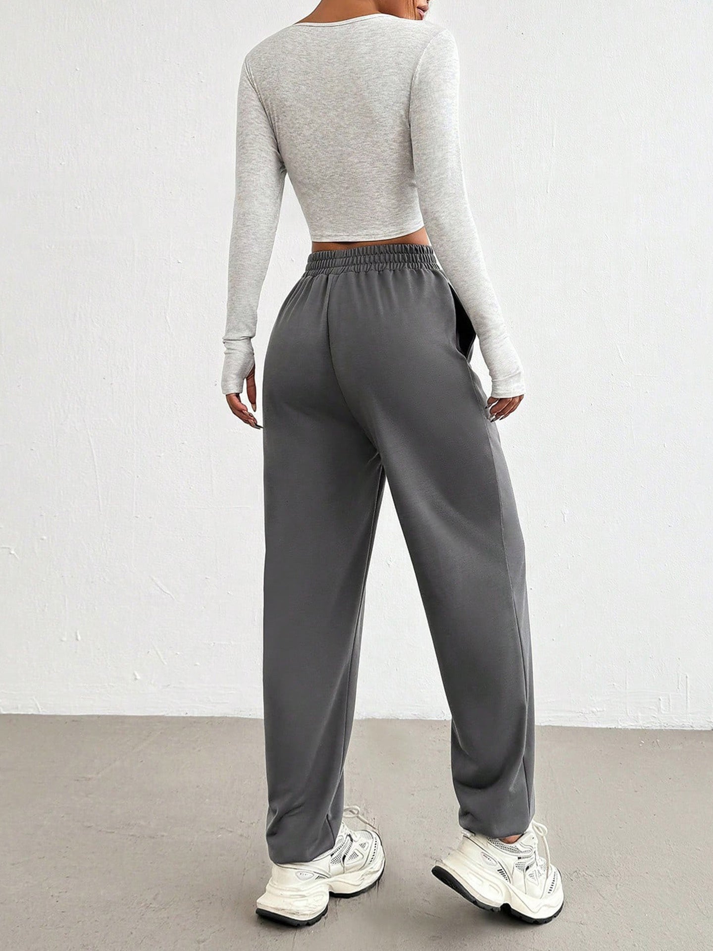 Lila Zen High-elasticity fitted top + loose-fitting casual pants set