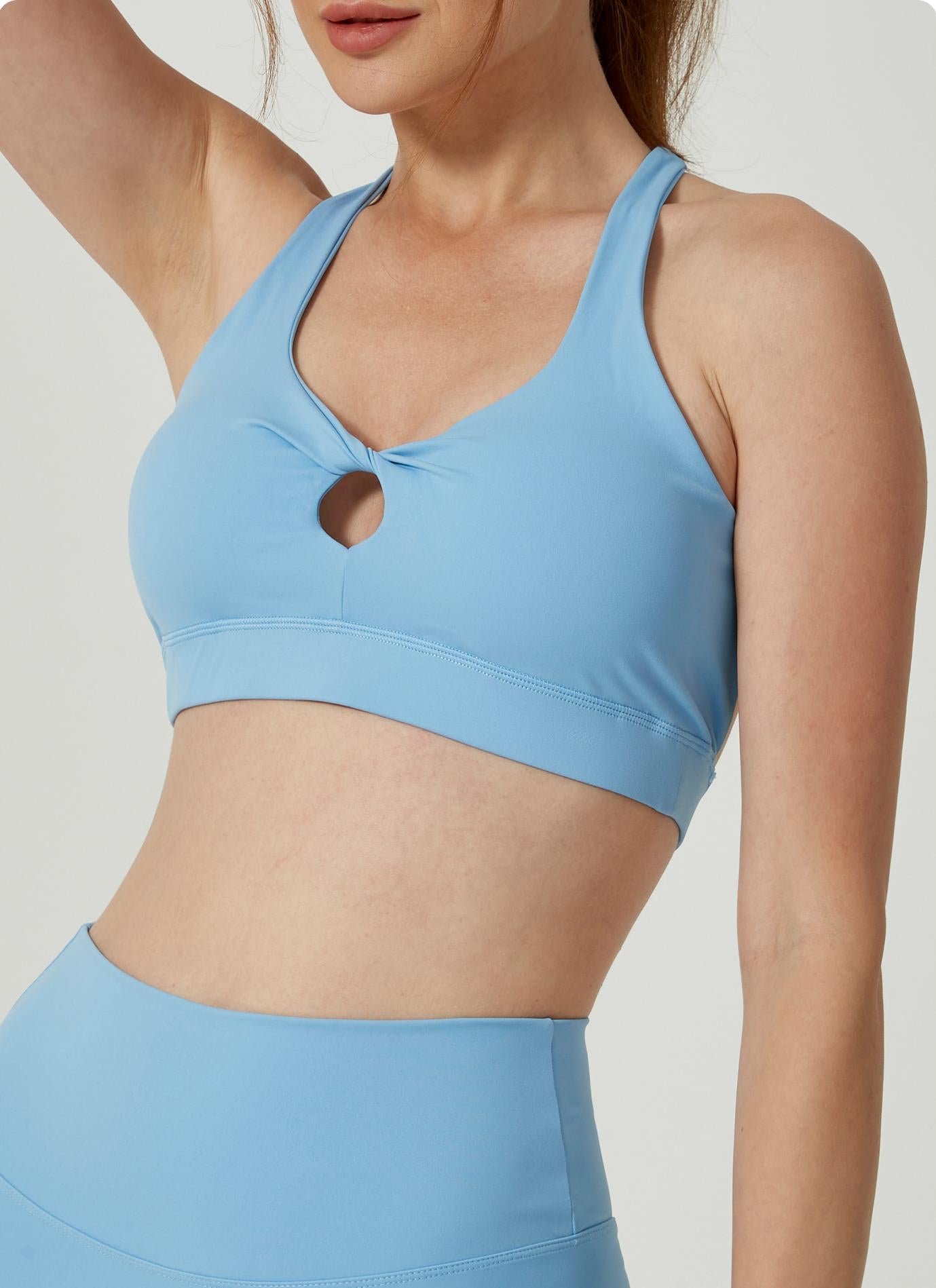 Lila Zen Front Twisted Back Crossover Cutout Sports Bra