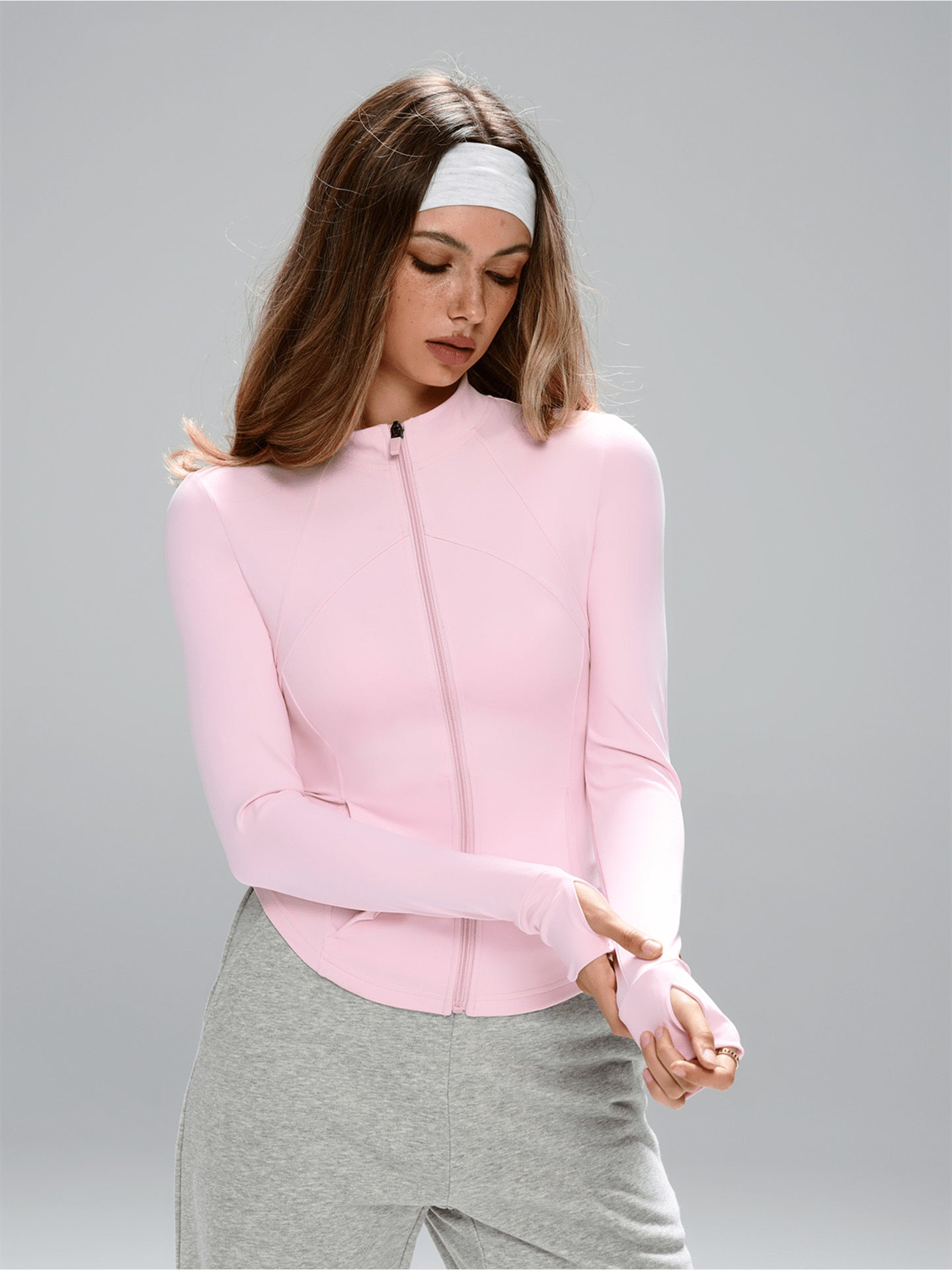 Lila Zen Stand Collar Premium Slim Waist Fitness Yoga Jacket