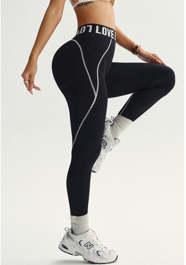 Lila Zen Seamless Letter Print High-Waisted Hip-Lifting Yoga Pants