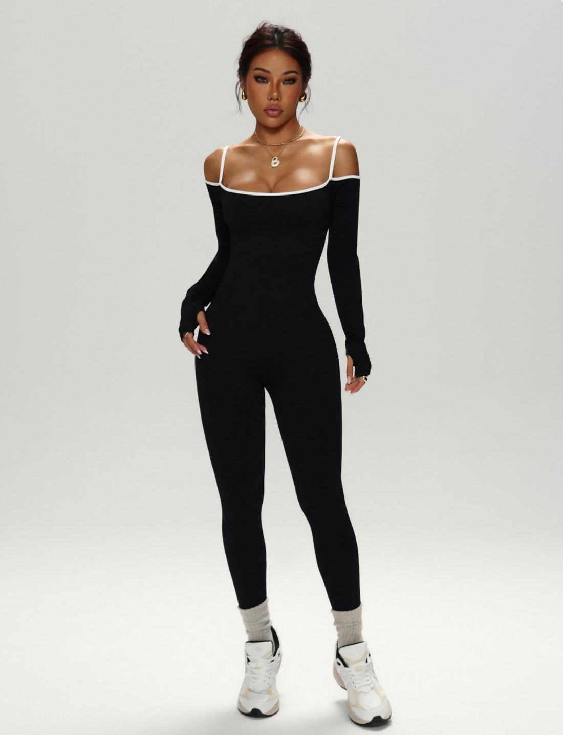 Lila Zen Elegant Off-Shoulder Strap Yoga Bodysuit