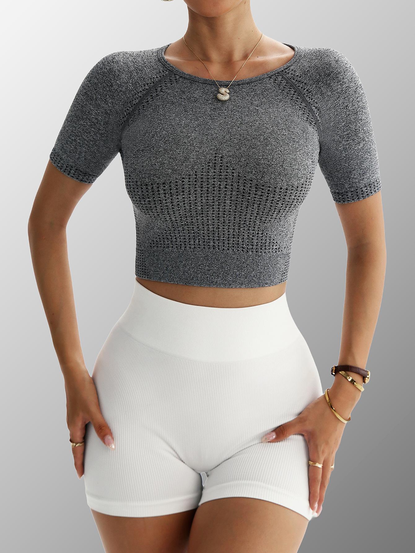Lila Zen T Lila Zen Seamless Slim Fit Crew Neck Short Sleeve Yoga T-Shirt