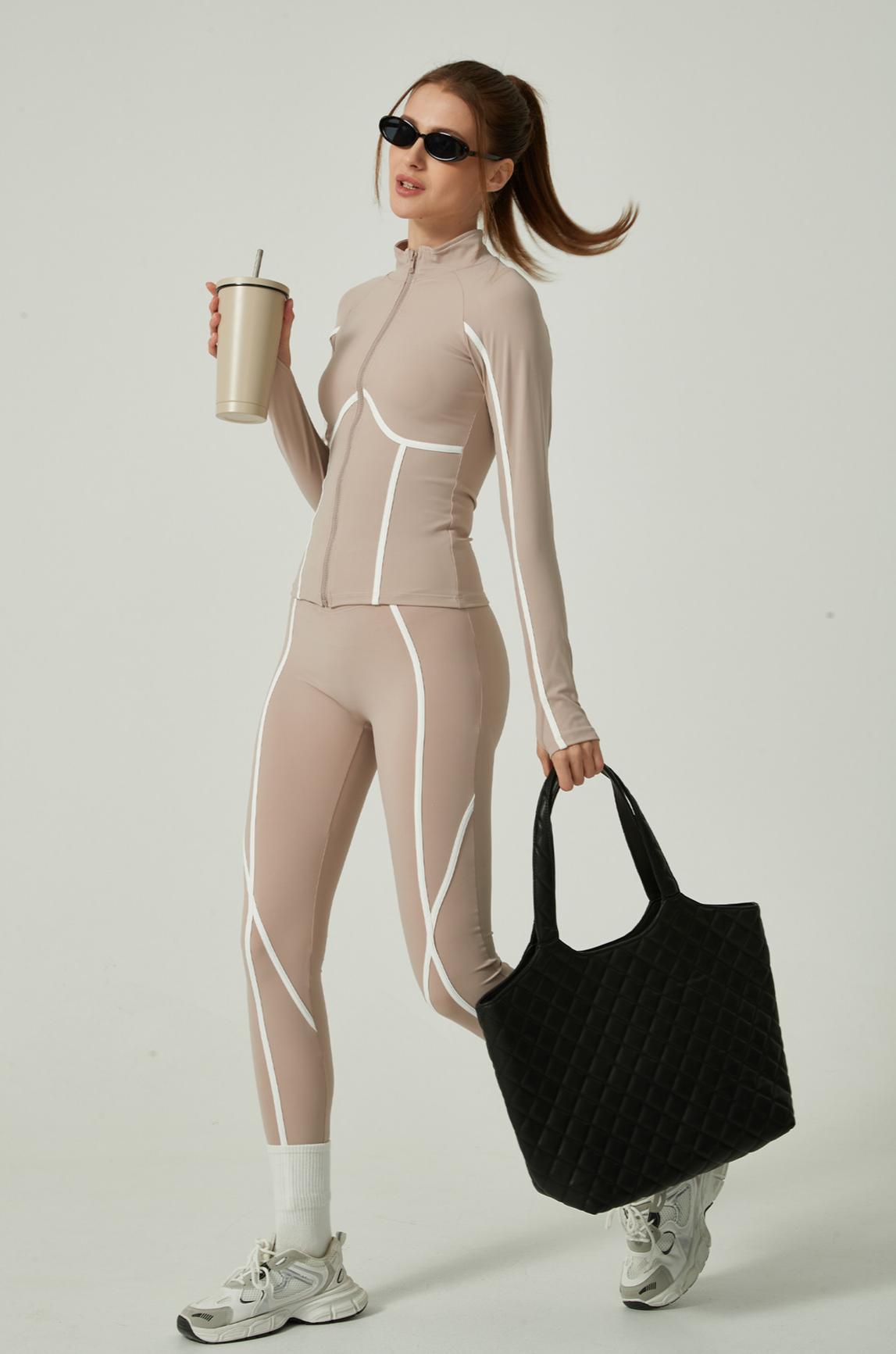 Lila Zen Casual Sporty Color-Blocked High-End Jacket Long-Sleeve Pants Yoga Suit