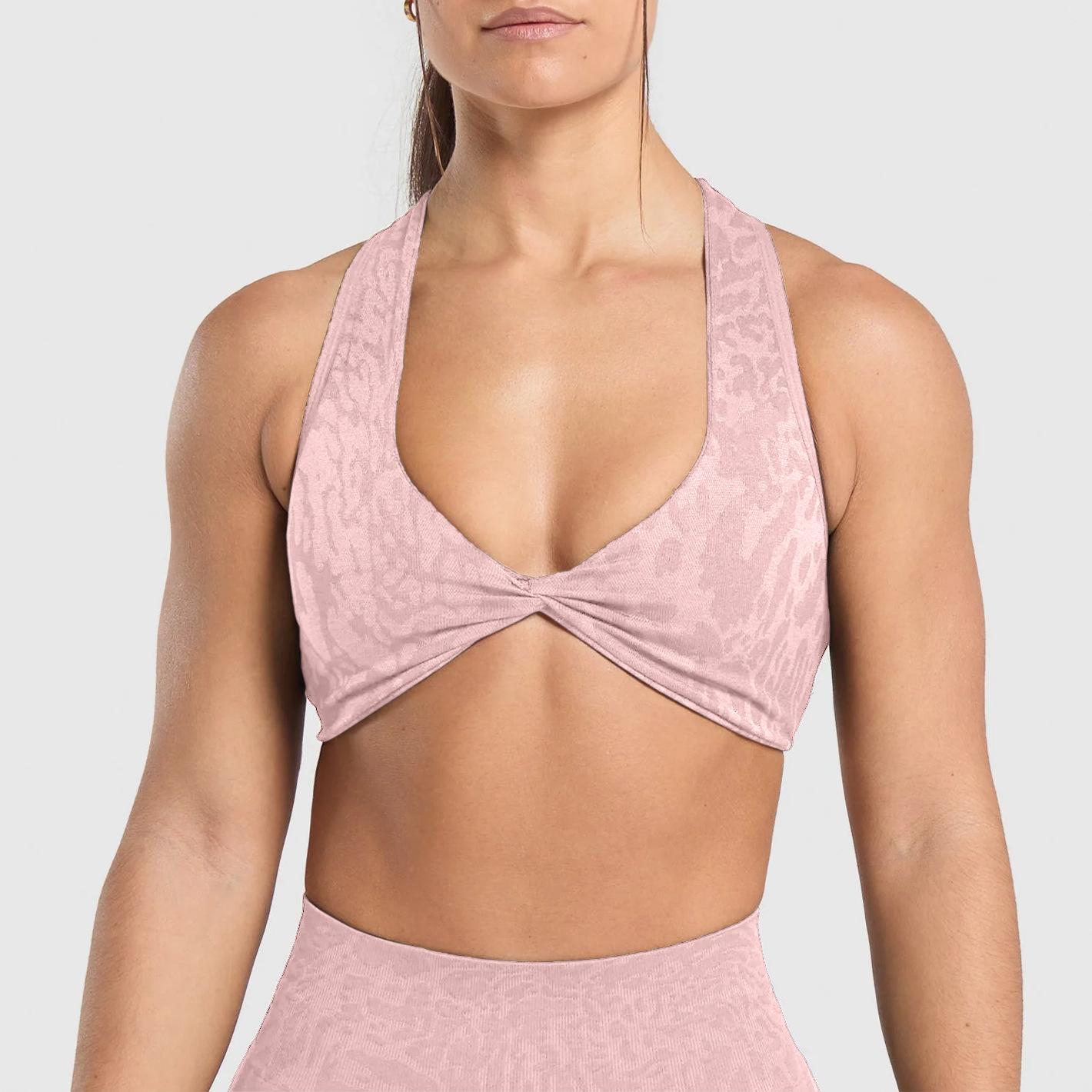 Lila Zen Leopard Print Twisted Sports Yoga Bra