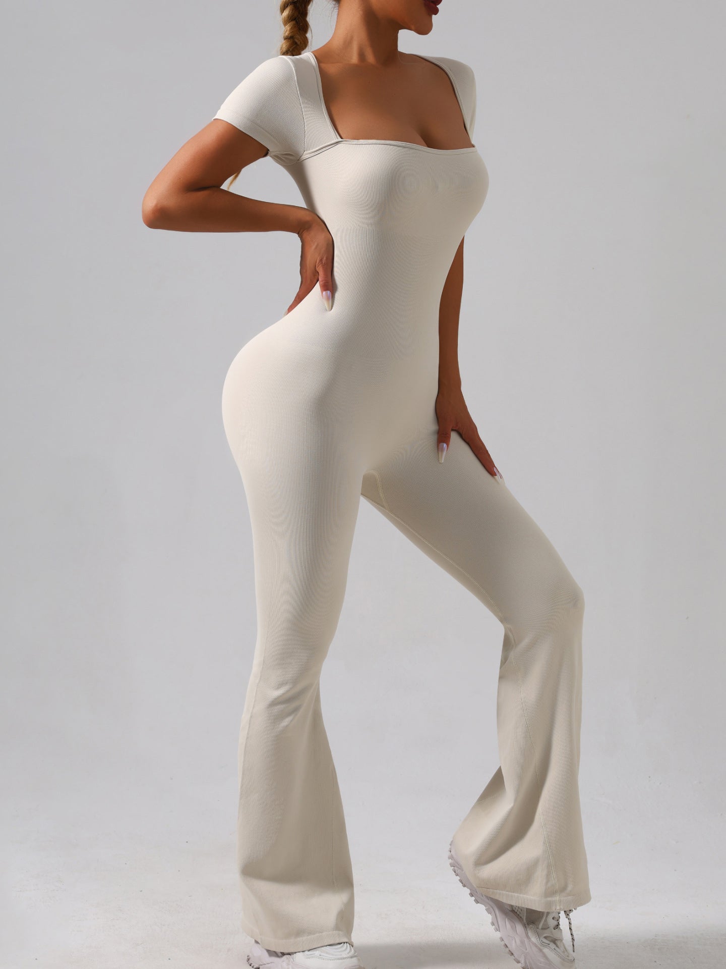 Lila Zen Women's Quick-Drying Slimming Tummy Control Slightly Flared Yoga Bodysuit Yoga Suit