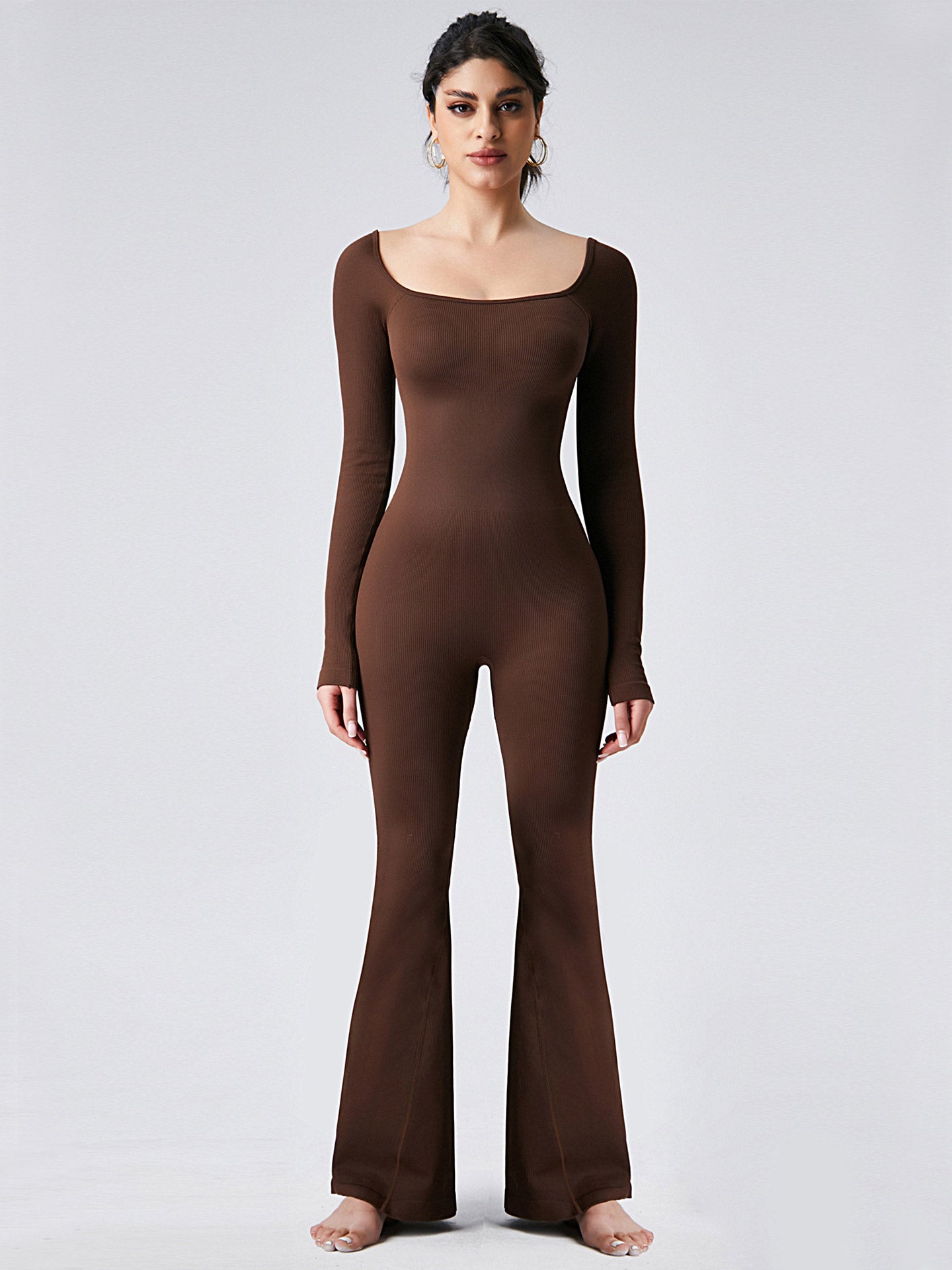 Lila Zen U Lila Zen U-Neck Tummy Control & Butt Lifting Shaping Fitness & Yoga One-Piece Flared Jumpsuit