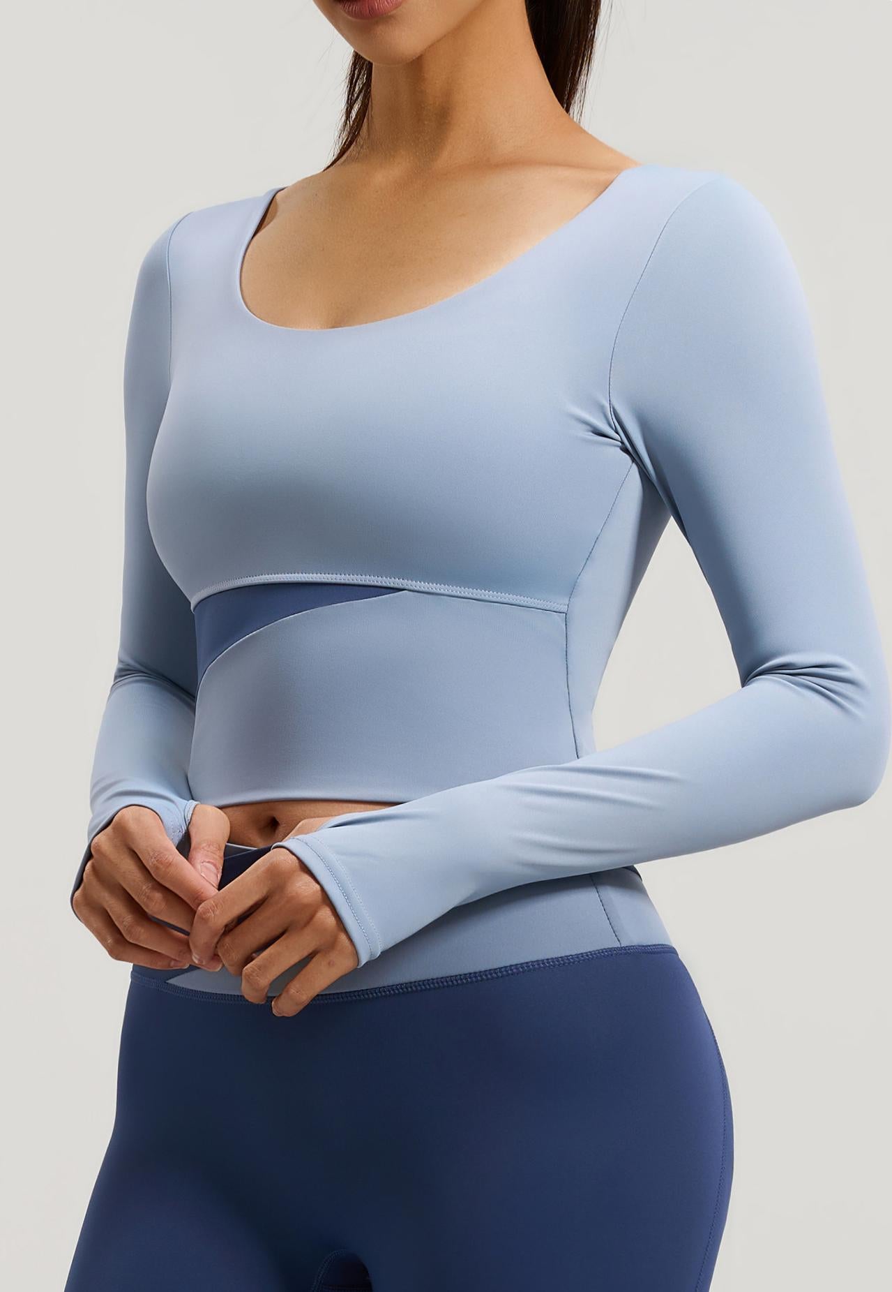 Lila Zen Peach Color Block Yoga Long Sleeve