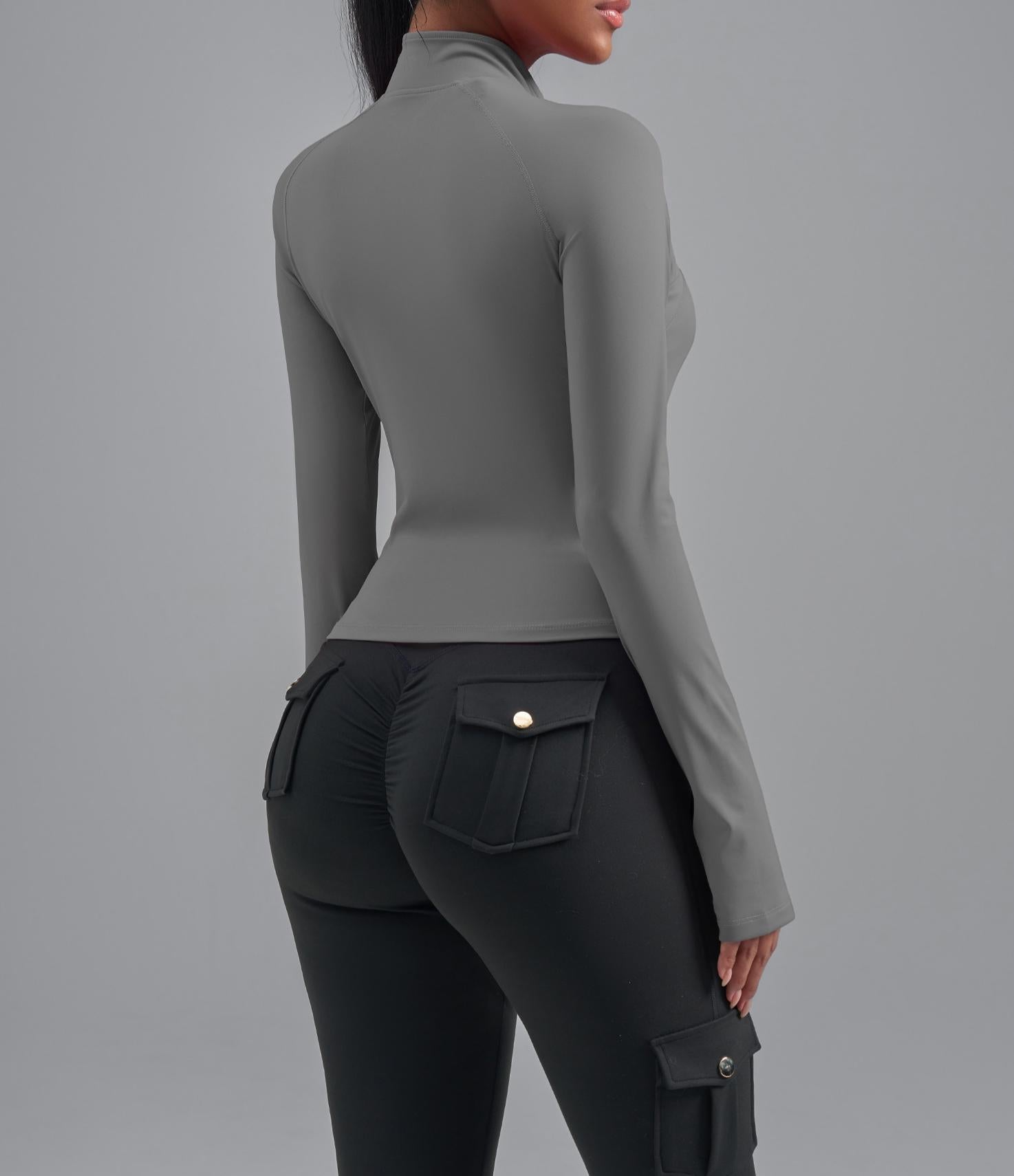 Lila Zen Women's Plus Size Zipper Elastic Fit Bodycon Sports Jacket Yoga Wear