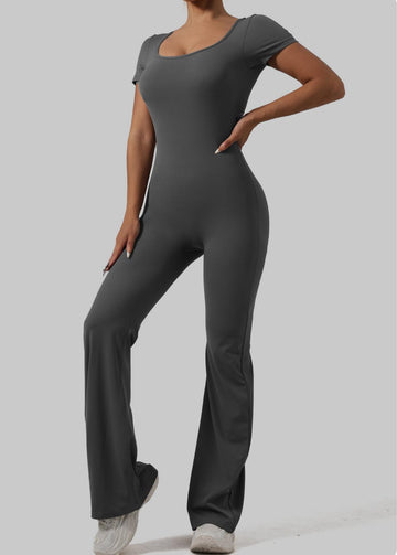 Lila Zen Casual Hollow-Out Fitted Gathered Yoga Jumpsuit