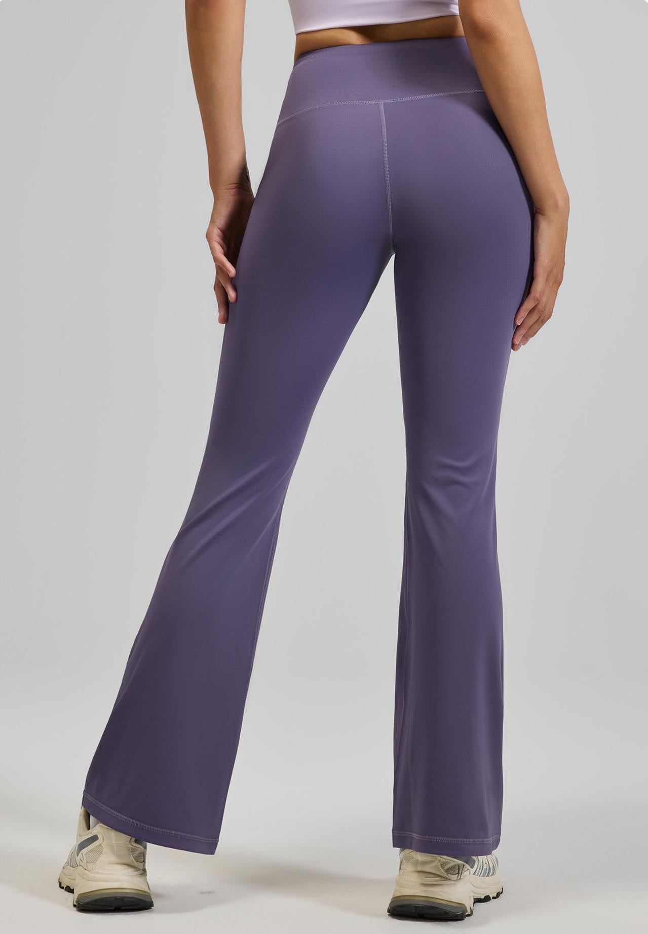Lila Zen Women's High-Waisted Hip-Lifting Yoga Exercise Flare Pants