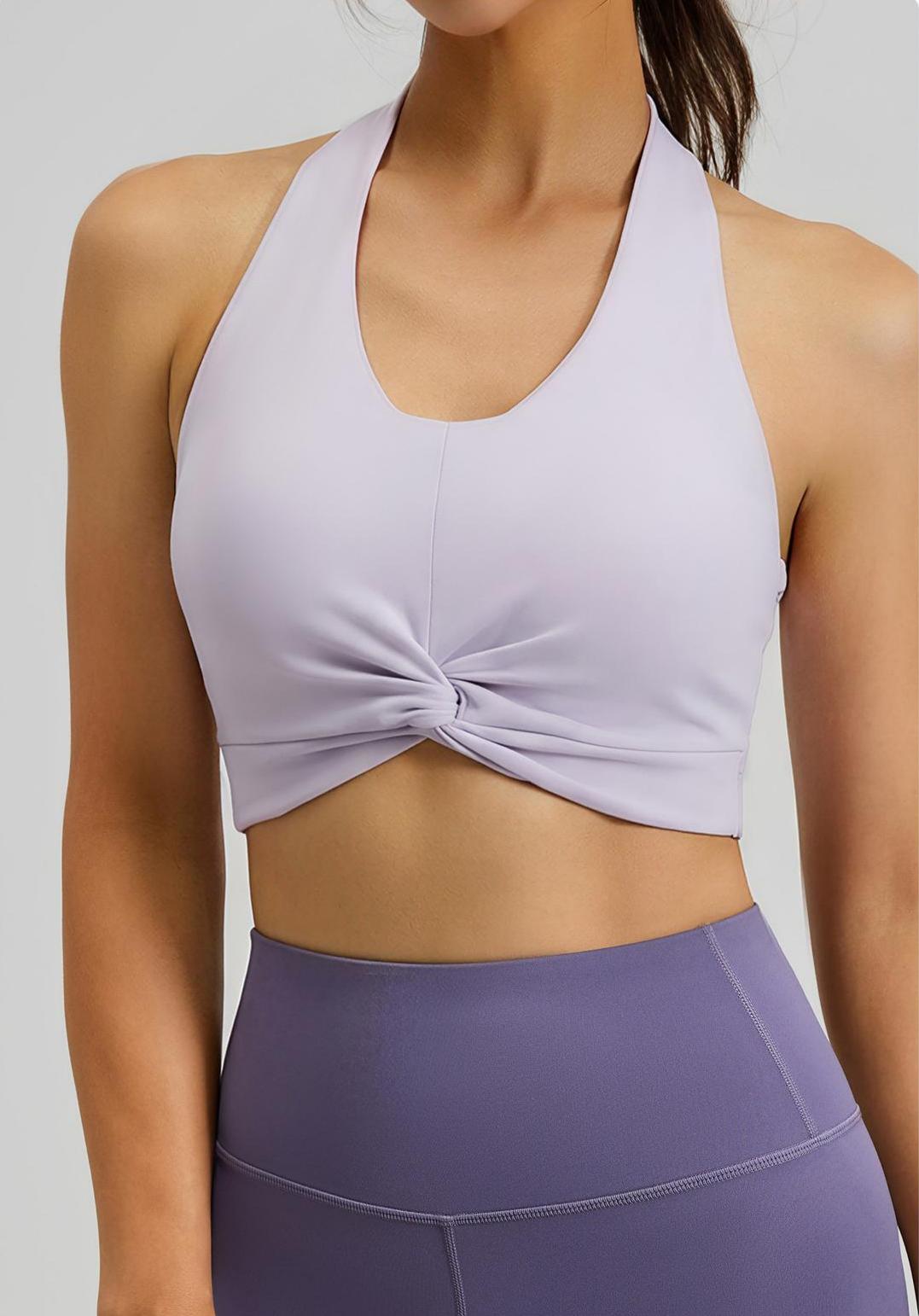 Lila ZenHaltered Satin-Back Sports Bra