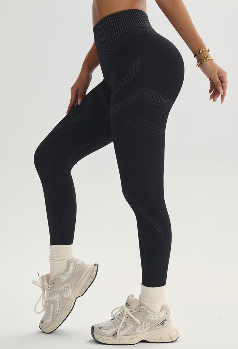 Lila Zen Striped Seamless Quick-Drying Fitted Waist-Slimming Sports Yoga Wear