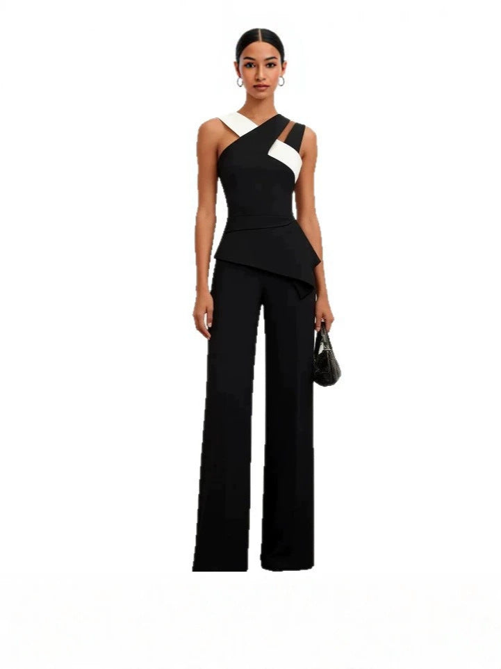 Black Halter Wide-Leg Jumpsuit