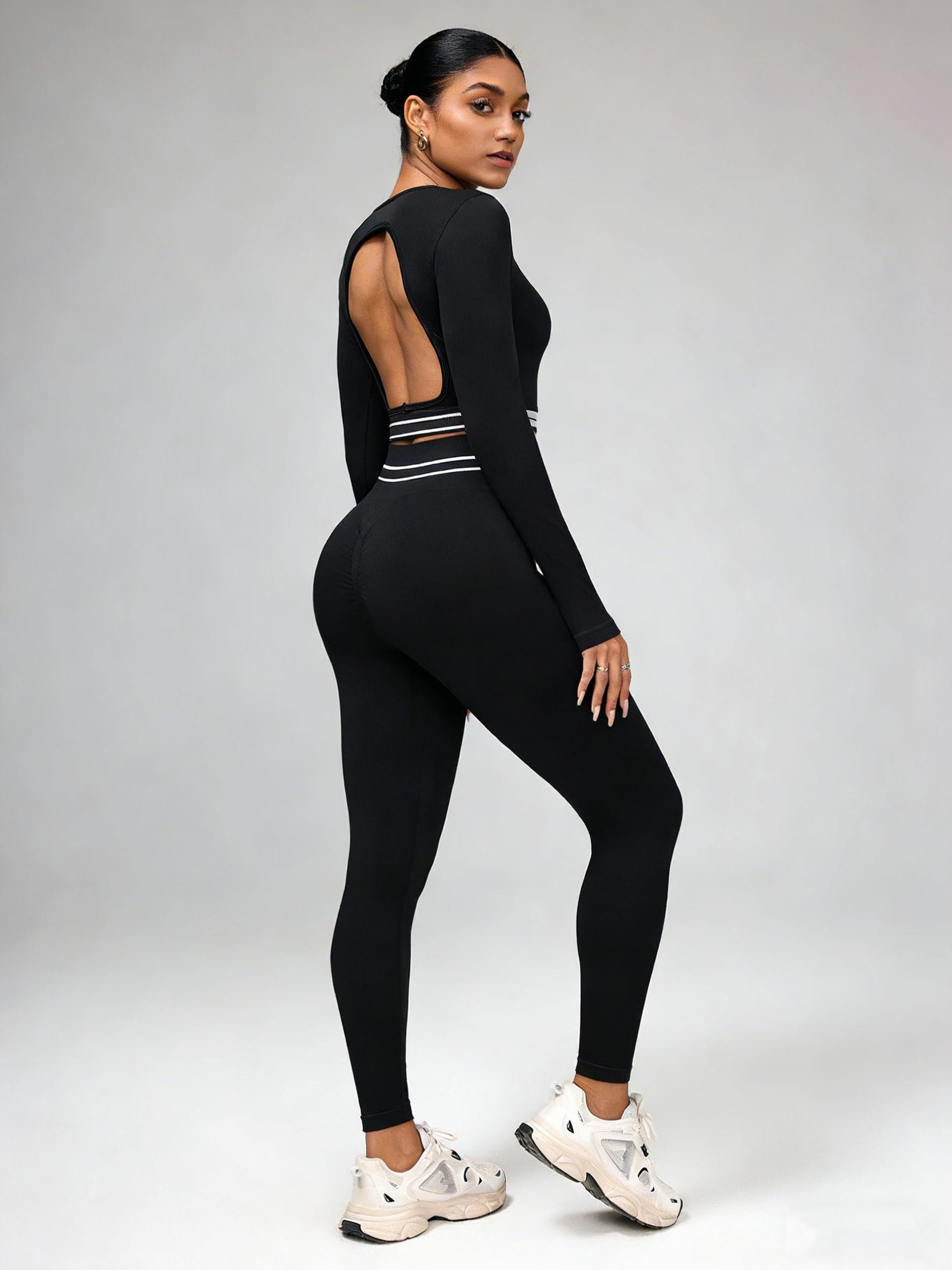 Lila Zen Women's Color-Blocked Striped Seamless Quick-Drying Fitness Yoga Set