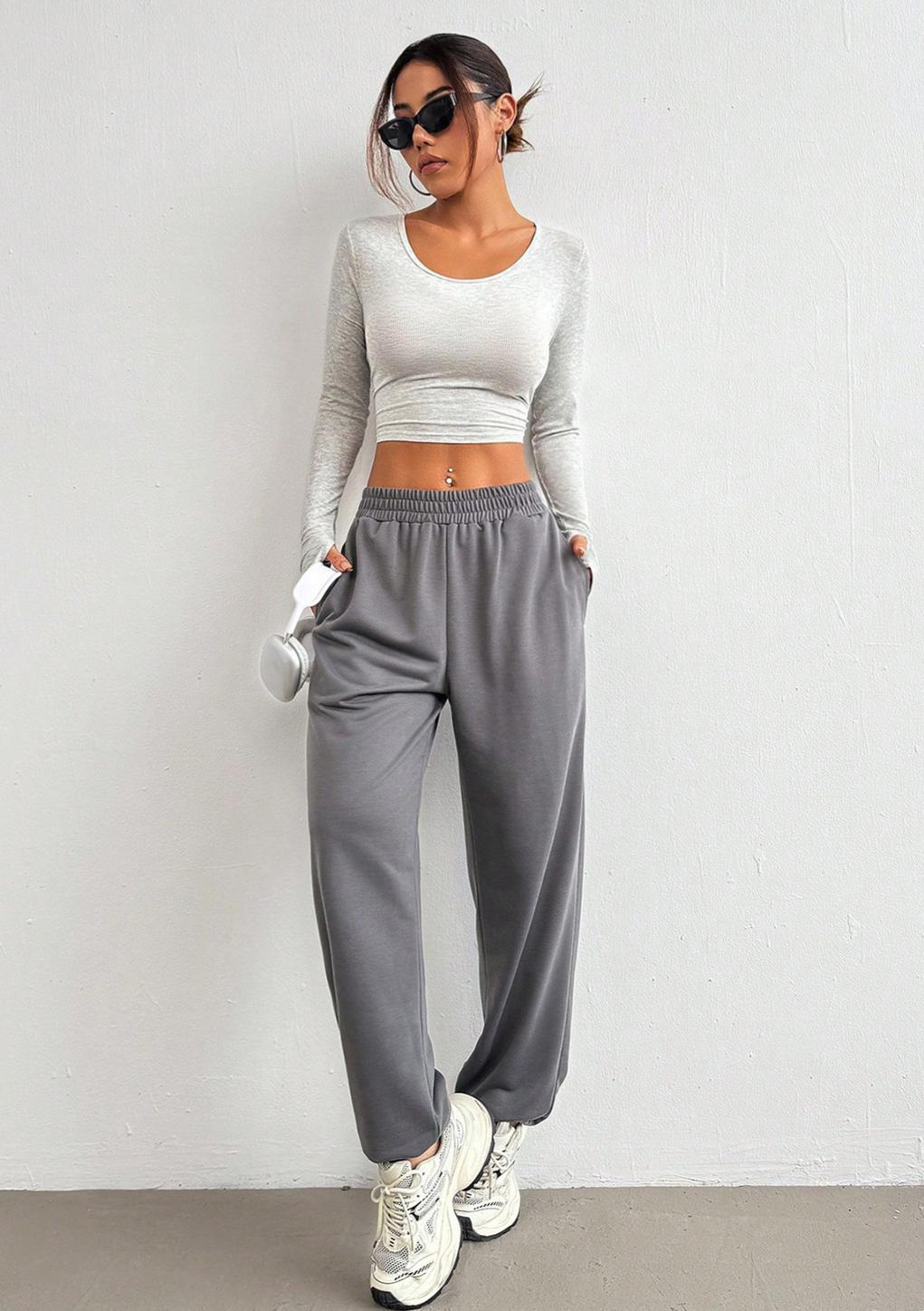 Lila Zen High-elasticity fitted top + loose-fitting casual pants set