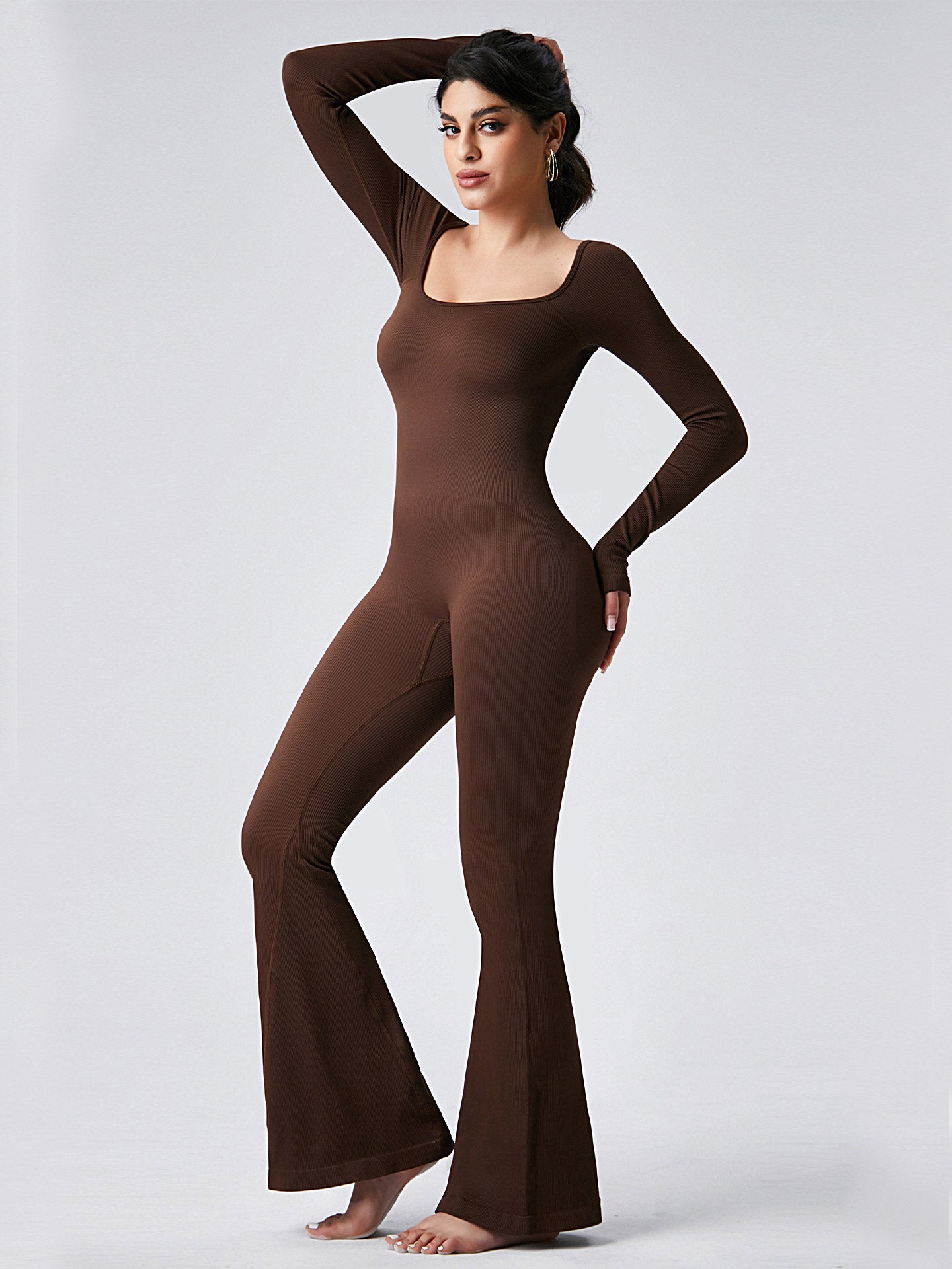 Lila Zen U Lila Zen U-Neck Tummy Control & Butt Lifting Shaping Fitness & Yoga One-Piece Flared Jumpsuit