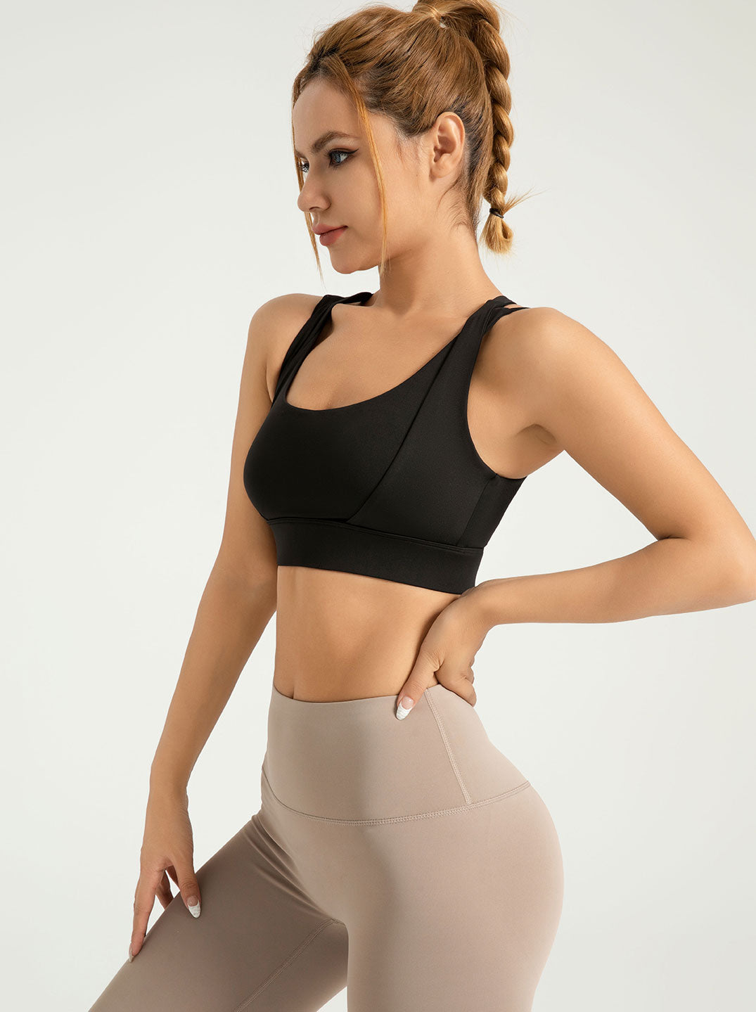 Lila Zen Women's Enhanced Bust Yoga Sports Bra with Double Shoulder Straps