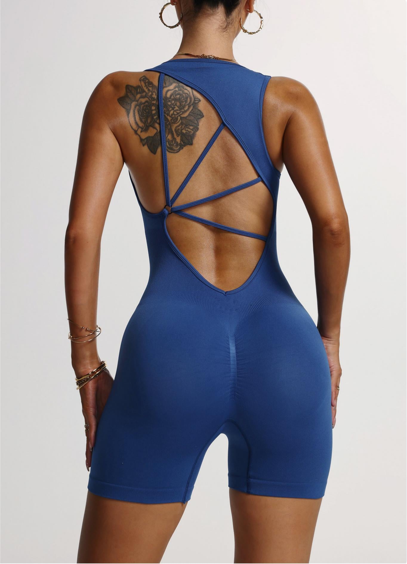 Lila Zen Fashionable Design Hollow-Out Backless Yoga Bodysuit