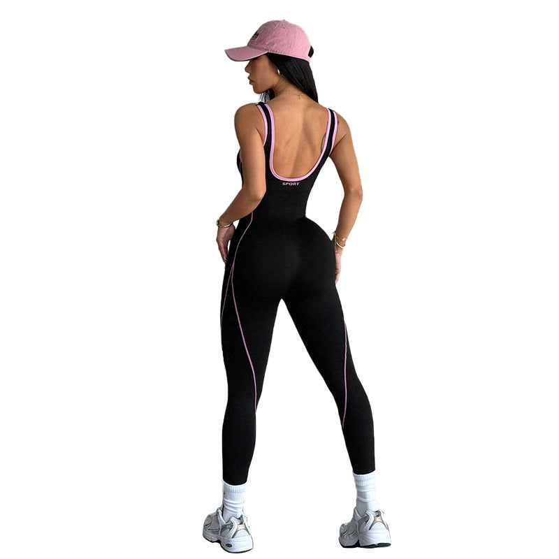 Contrast Seamed Sports Jumpsuit