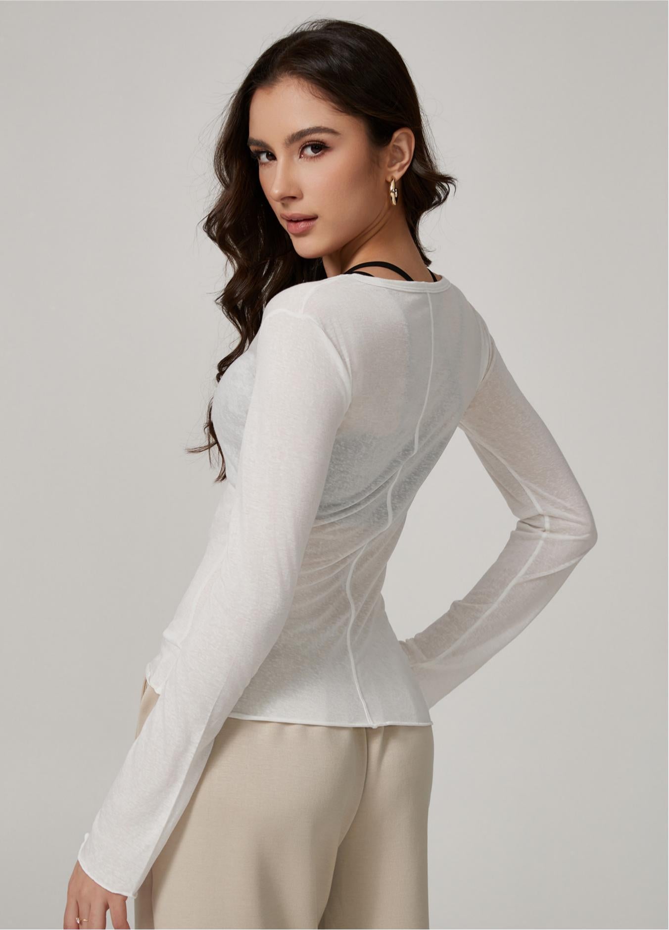 Lila Zen Sexy See-Through Quick-Drying Sports Long-Sleeve Yoga Cover-Up