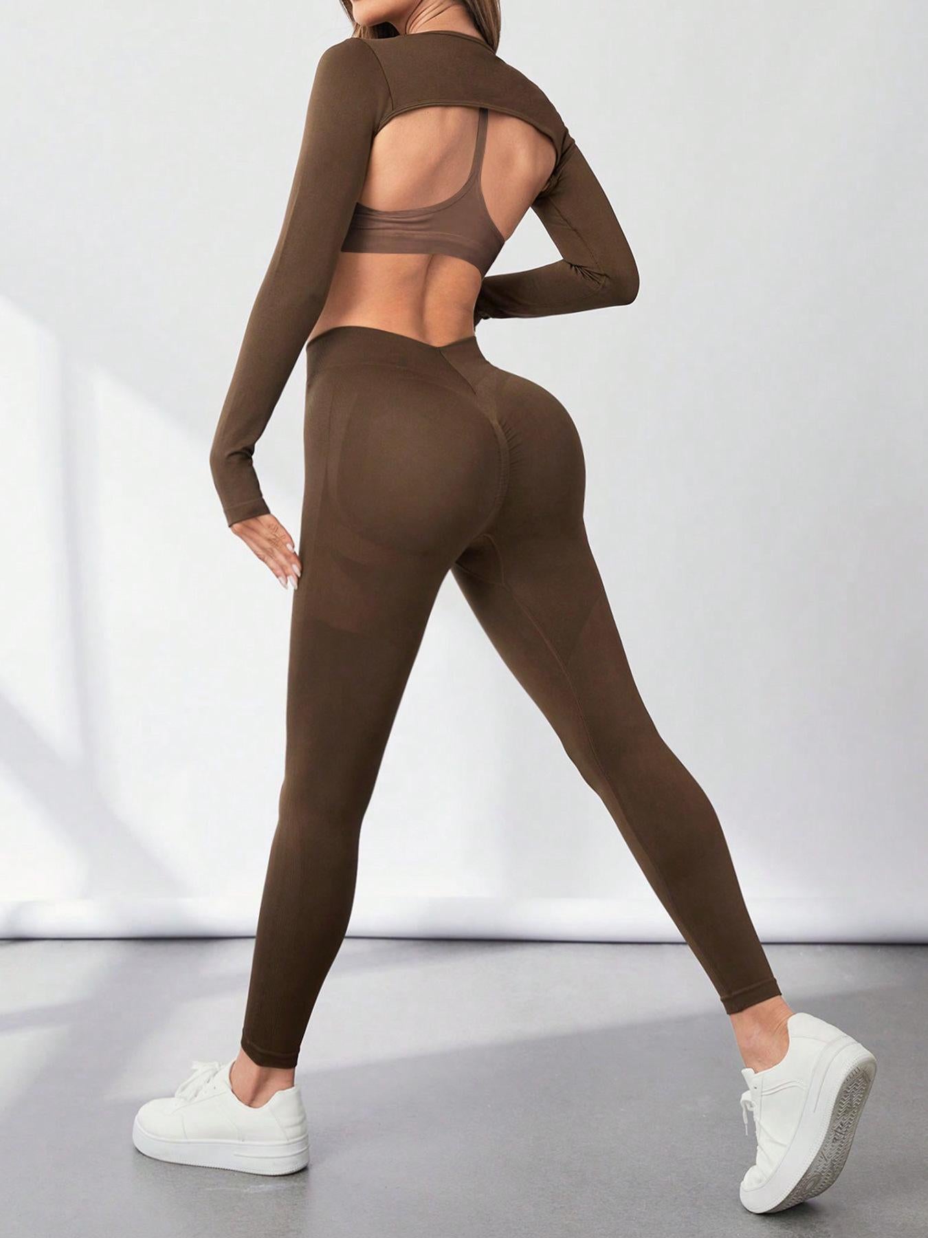 Lila Zen Personalized Shawl Long-Sleeved Slimming Yoga High-Waisted Fitness Pants Workout Set