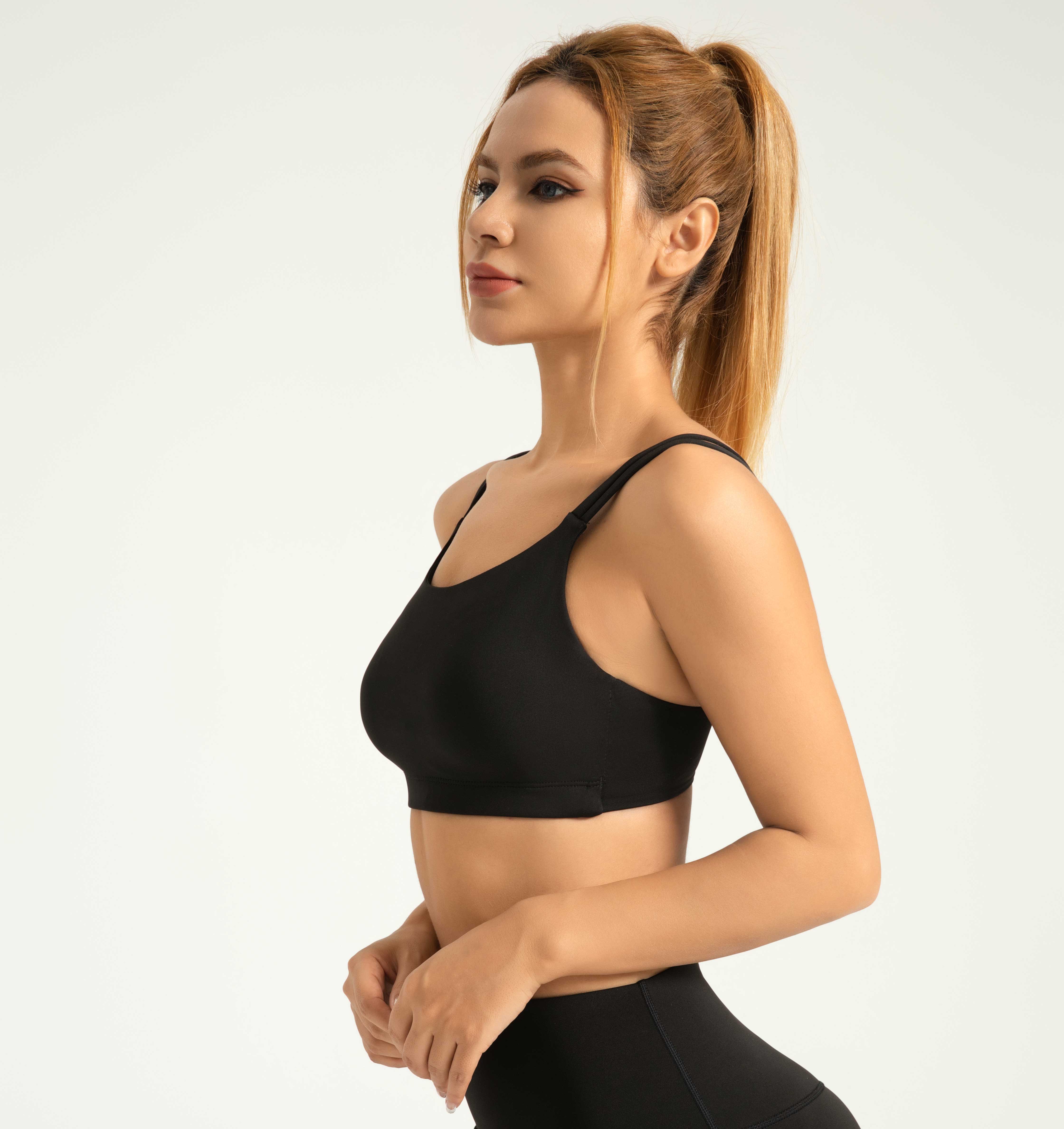 Lila Zen High Elastic U-Shaped Shock-Proof and Push-Up Sports Bra with Thin Straps for Beautiful Back