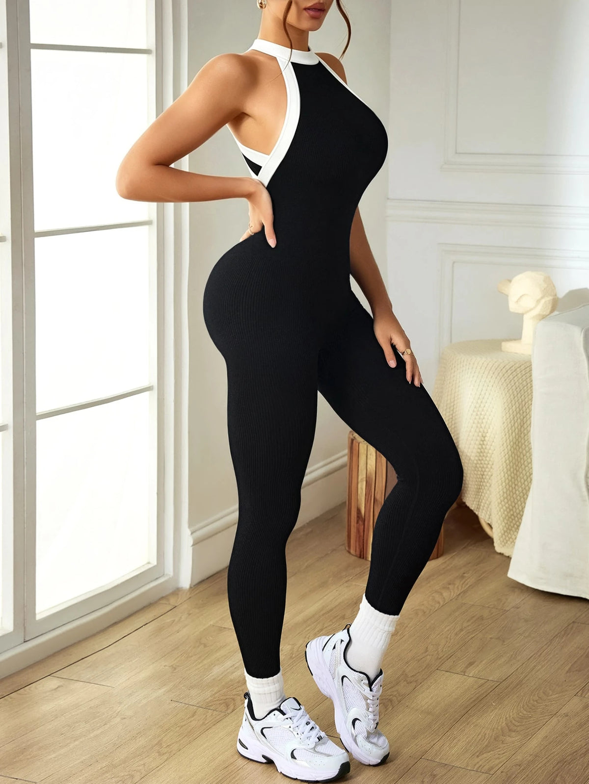 Colorblock Sculpt Sleeveless Yoga Jumpsuit