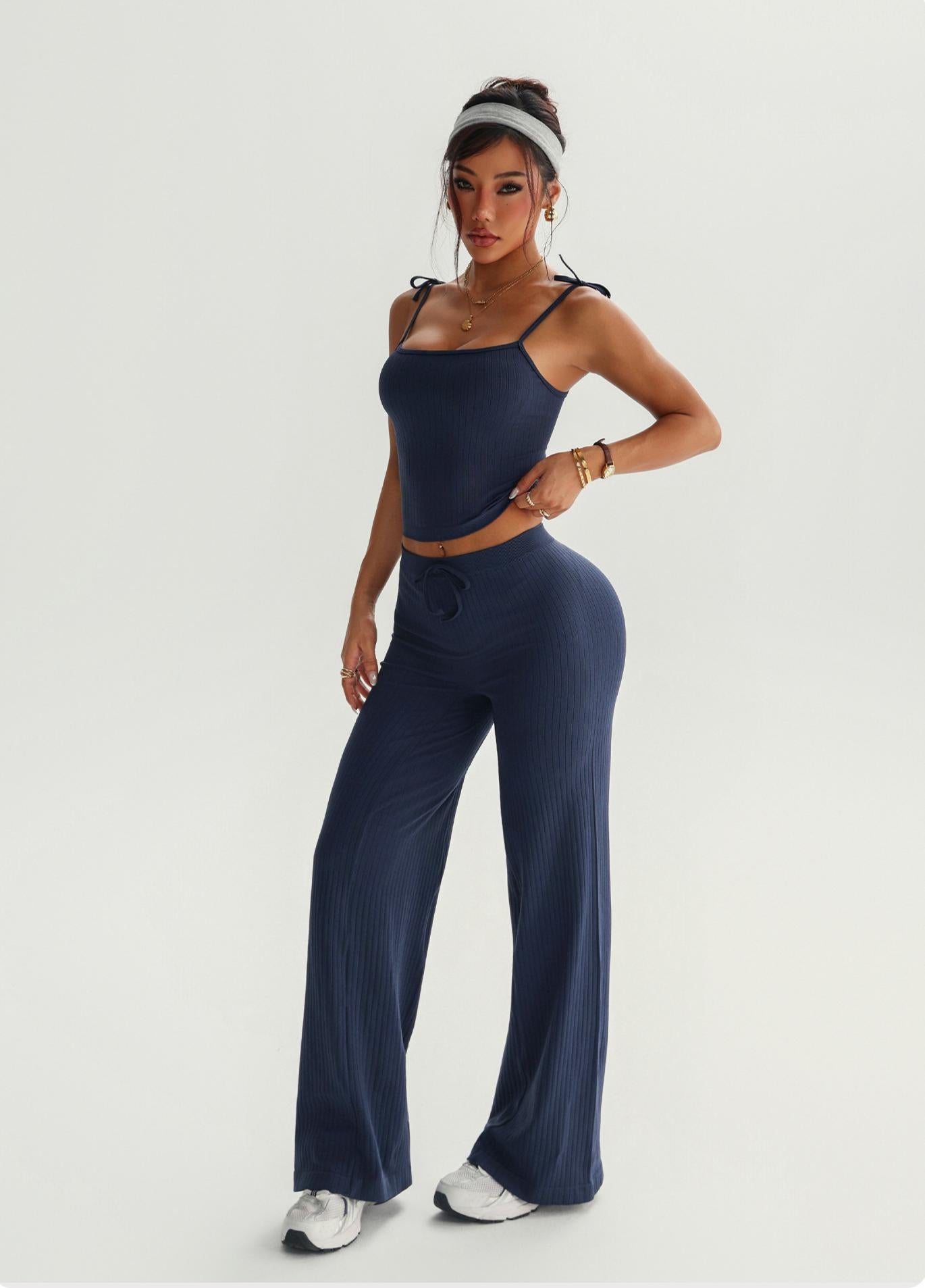 Lila Zen Quick-Dry Sports Strappy Yoga Vest and Pants Set