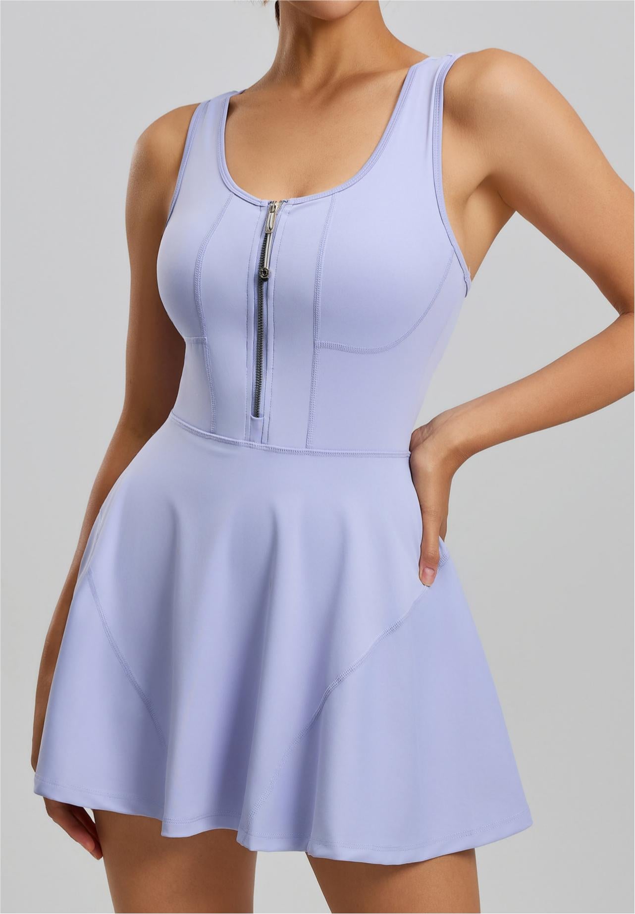 Lila Zen Zipper Anti-Exposure Yoga Fitness Sports Jumpsuit