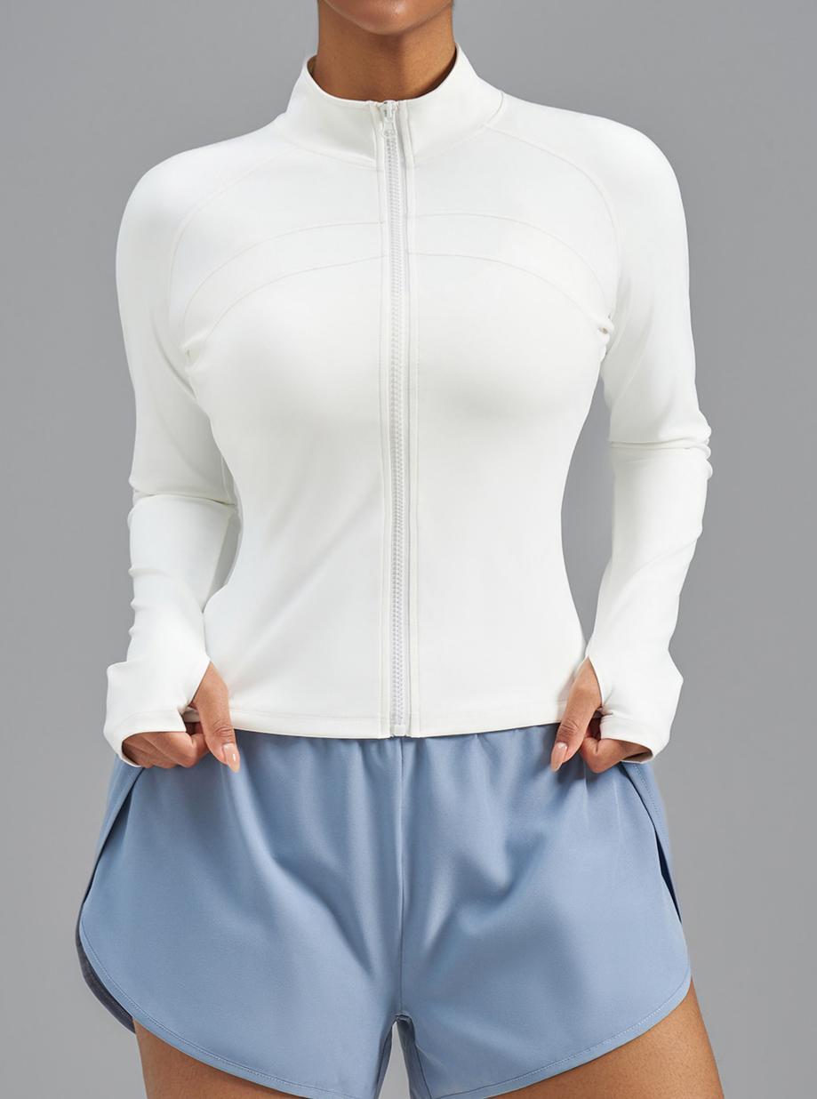 Lila Zen Women's Plus Size Zipper Elastic Fit Bodycon Sports Jacket Yoga Wear