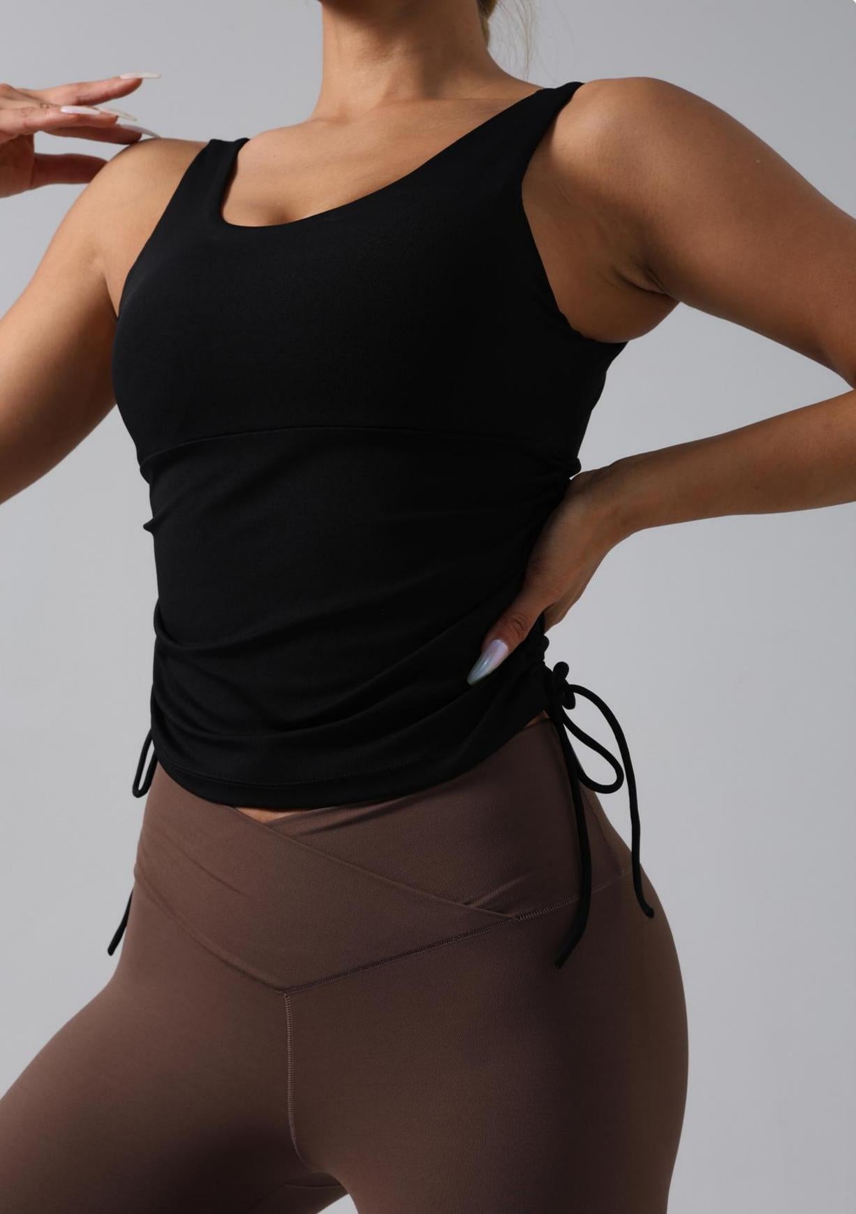 Lila Zen Women's Yoga Vest with Side Drawstring and Padded Chest