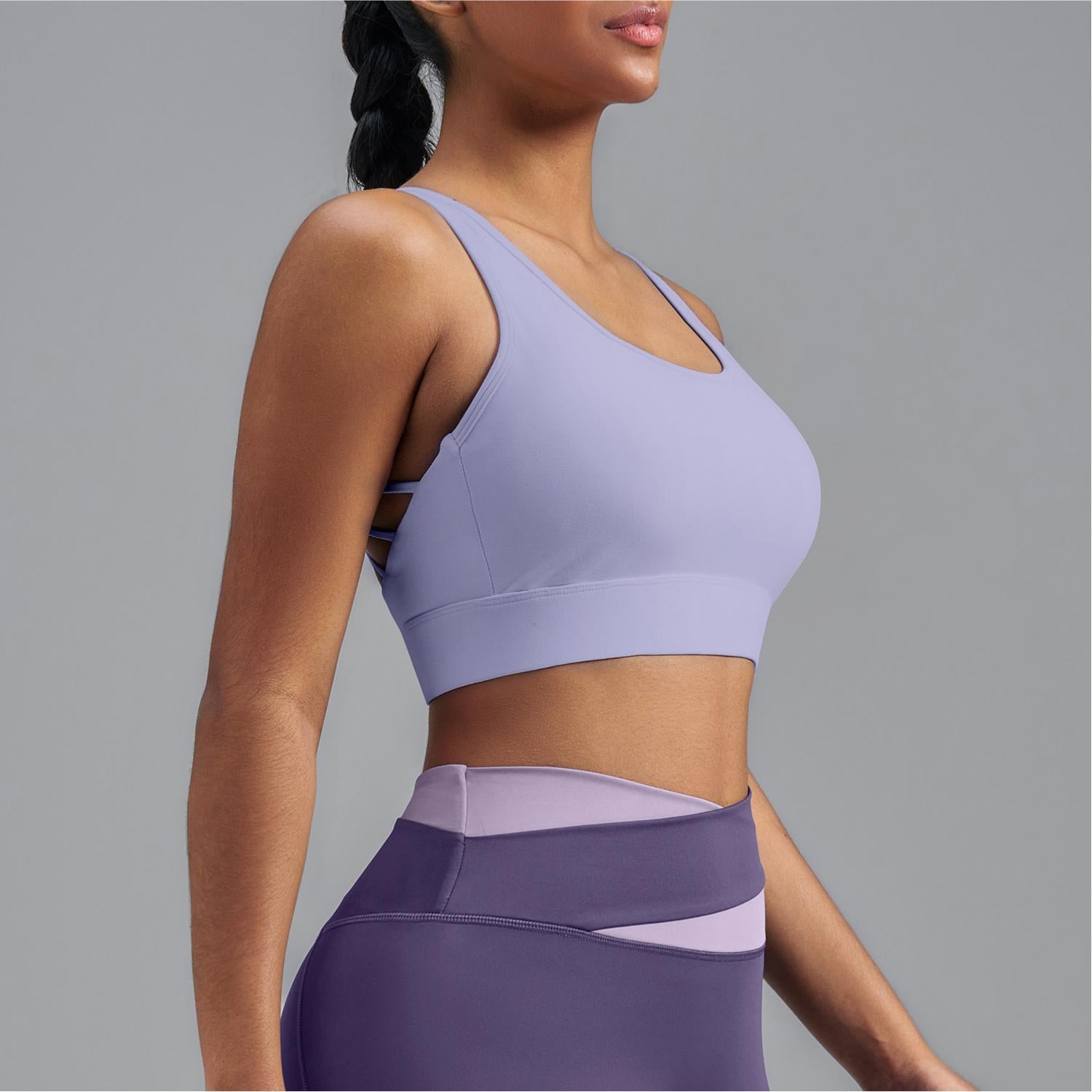 Lila Zen Women's Elastic Single-Sided Brushed Four-Cross Sports Bra Vest