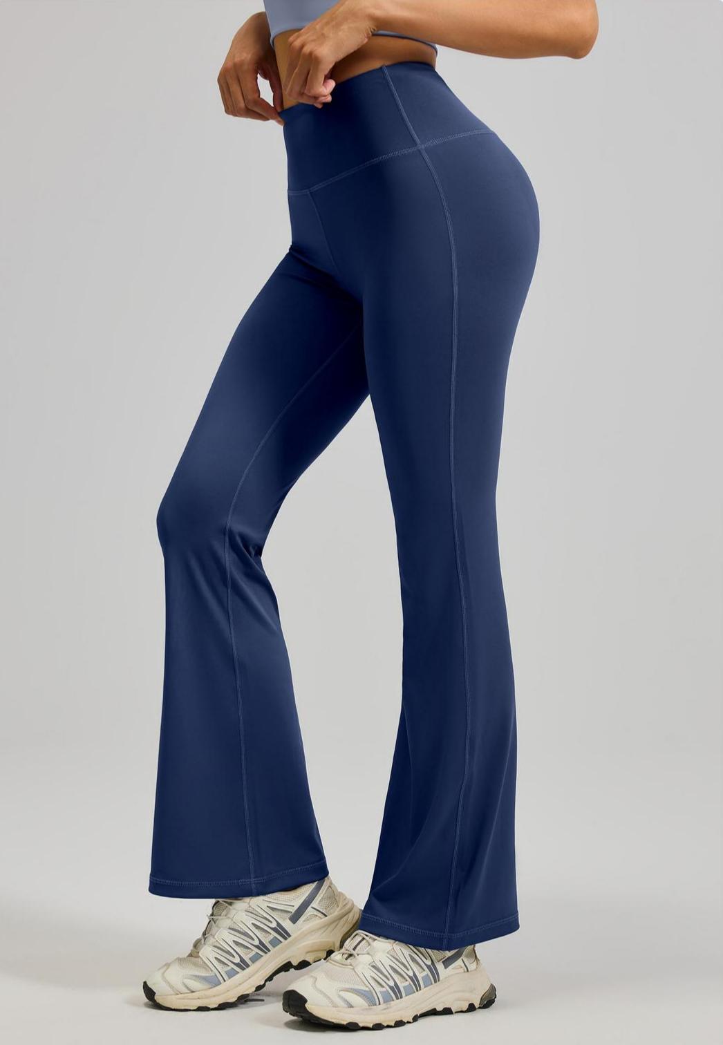 Lila Zen Women's High-Waisted Hip-Lifting Yoga Exercise Flare Pants