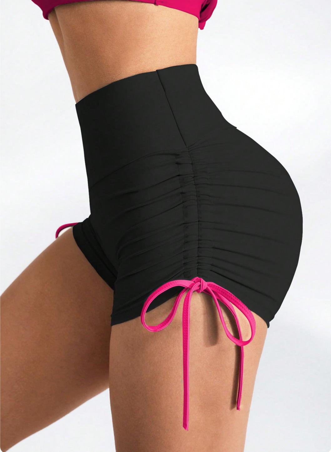 Lila Zen Women's High-Waisted Seamless Side Drawstring Yoga Shorts