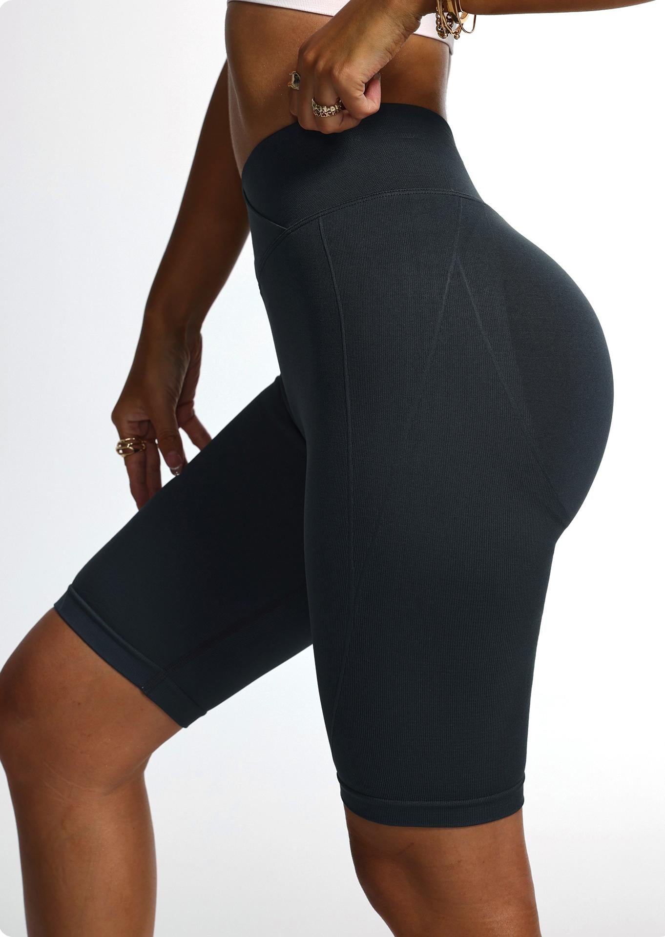 Lila Zen Seamless Cross Waist Yoga Pants with Butt-Lifting Gathered Running and Fitness Shorts